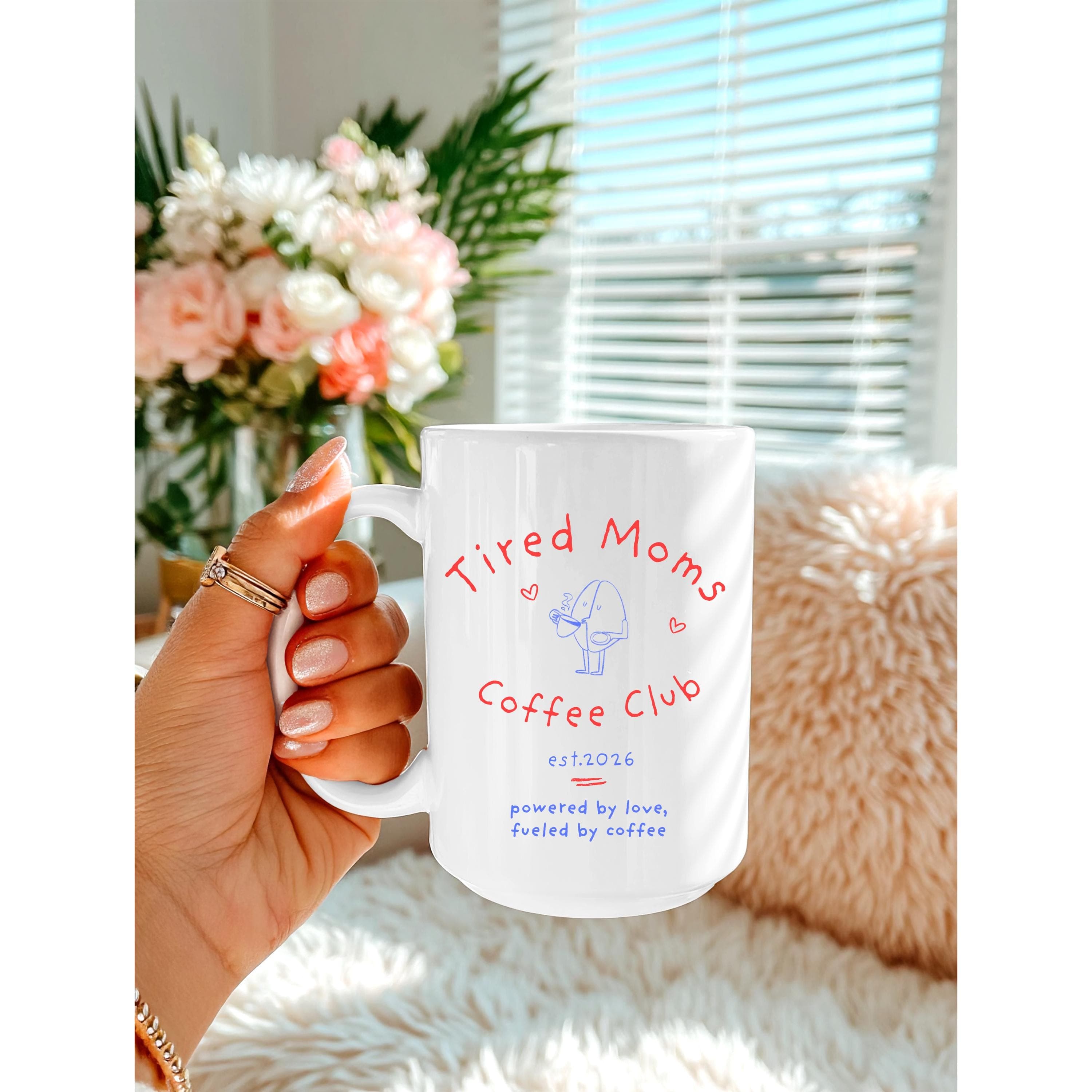 Tired Moms Coffee Club Mug – New Mom Gift, Custom Mama Established Ceramic Cup,Mama est 2026-Funny Mom Present For Mom Friend,New Parent