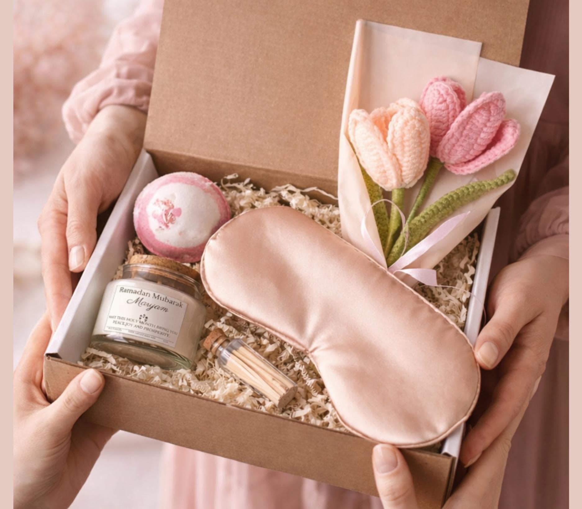 Personalized Ramadan Gift Set For Women-Custom Ramadan Gift Basket For Friends-Mom-Teacher-Hijabi Girls-Islamic Gifts For Family-Eid Mubarak
