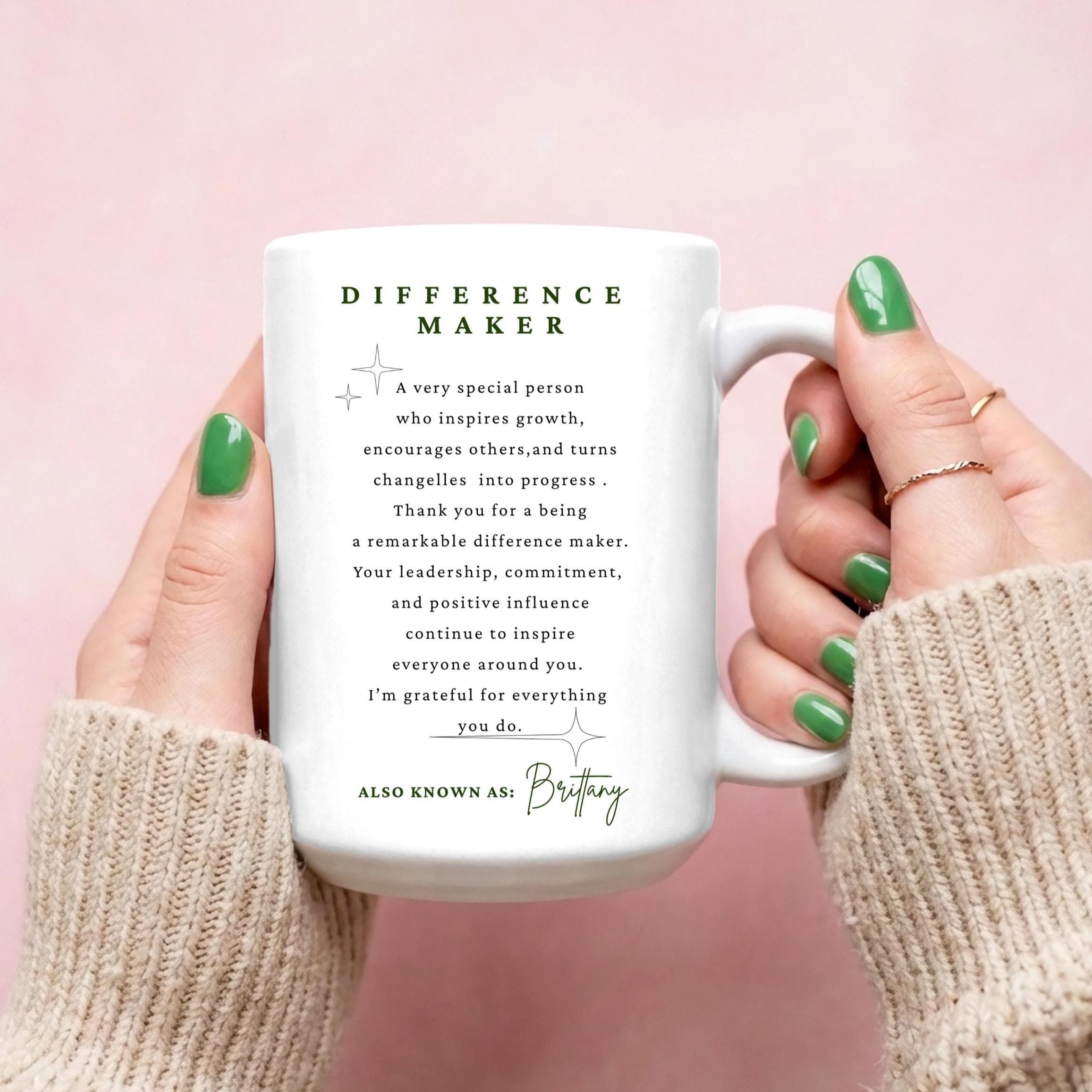Personalized Difference Maker Mug-Custom Thank You Gift For Mentor-Teacher-Friend-Colleague-Her-Women-Boss-Coworker-Adviser-Coach-Gratitude - image 4