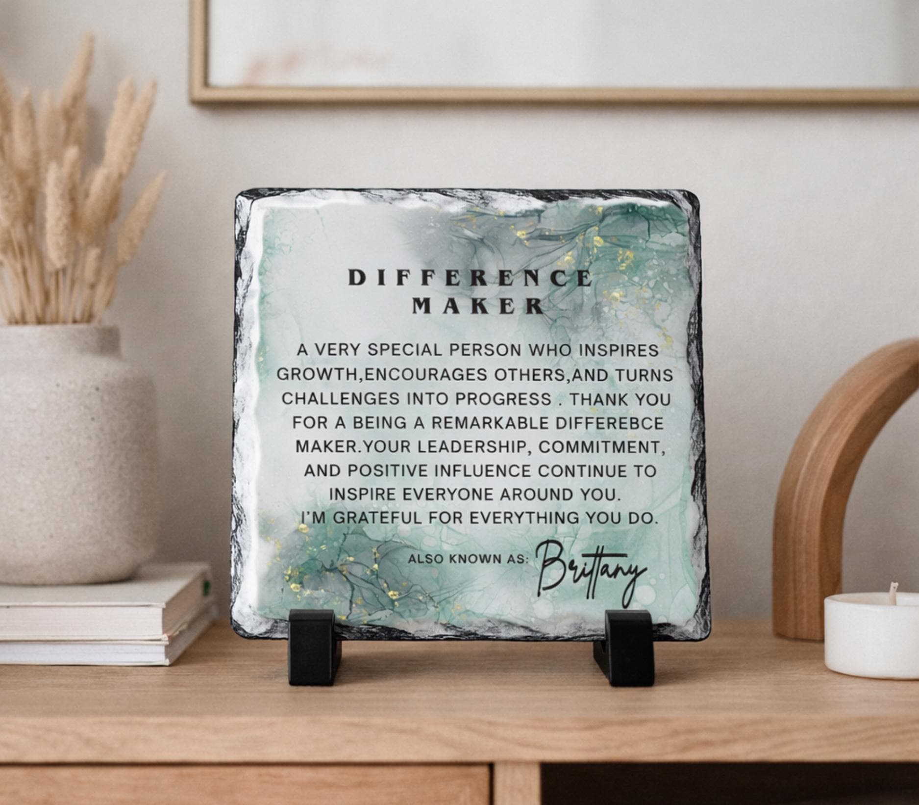 Difference Maker Slate Plaque-Thank Gift For Boss-Leader-Teacher-Nurse-Home School-Mentor-Retirement Appreciation-Customized Thank You Sign