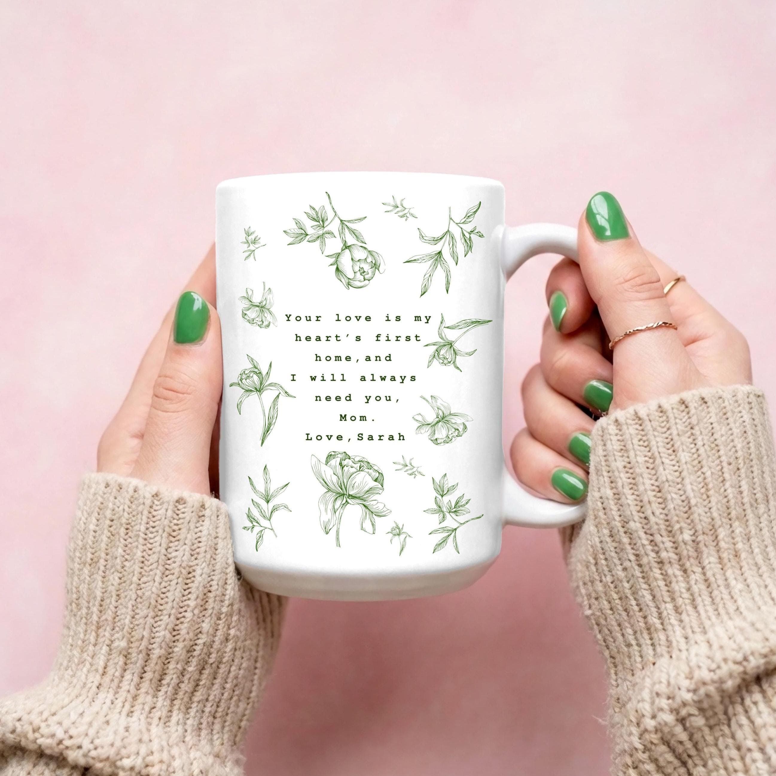 Mom Short Message Ceramic Mug-Small Gifts for Mom From Daughter & Son-Personalized Mother Child Gift Ideas- Personalized Writing On Mug