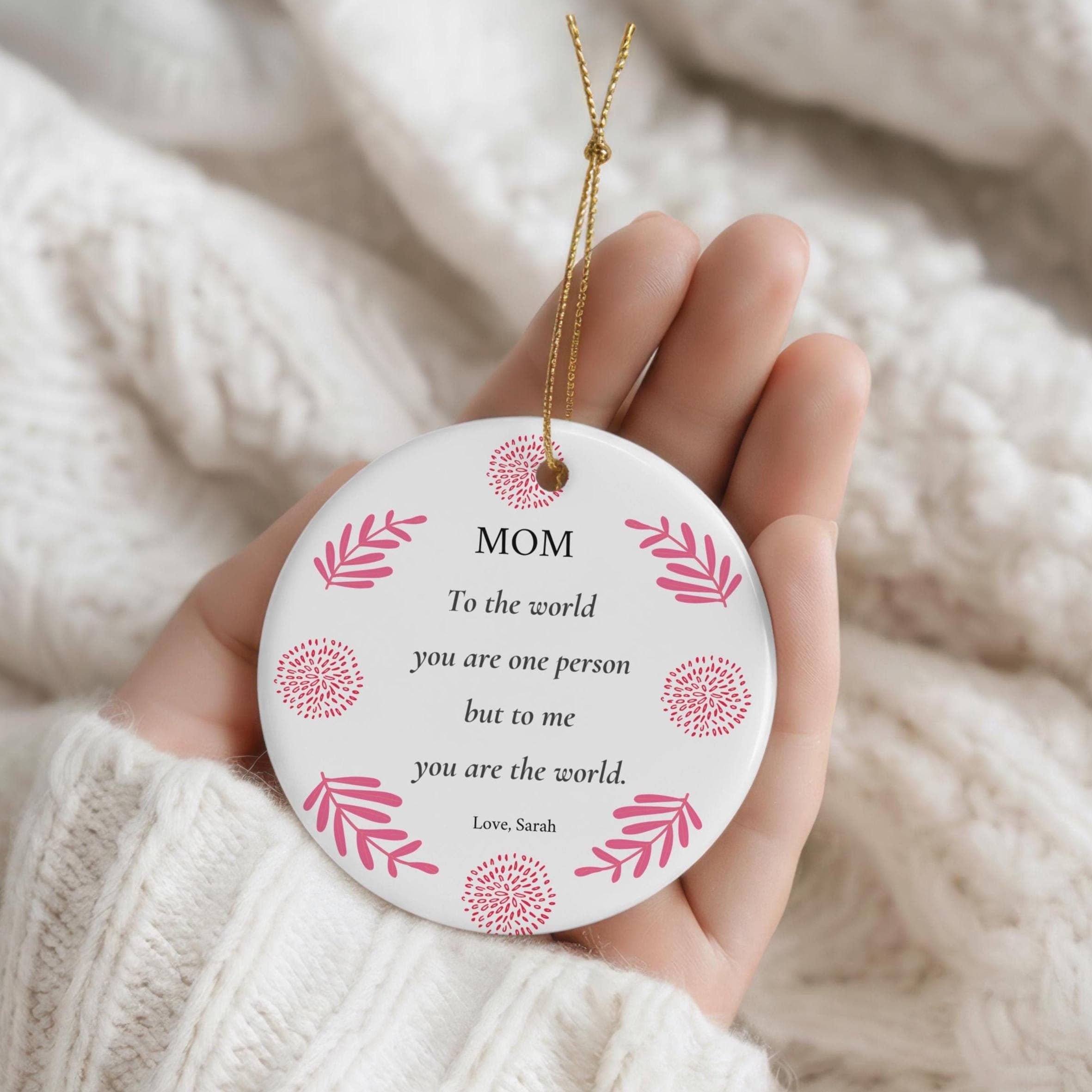 Personalized Ceramic Mom Ornament With Names–Heartfelt Keepsake-Mother's Present- Gift For Mom From Daughter-Son-Mother of the Bride Gift