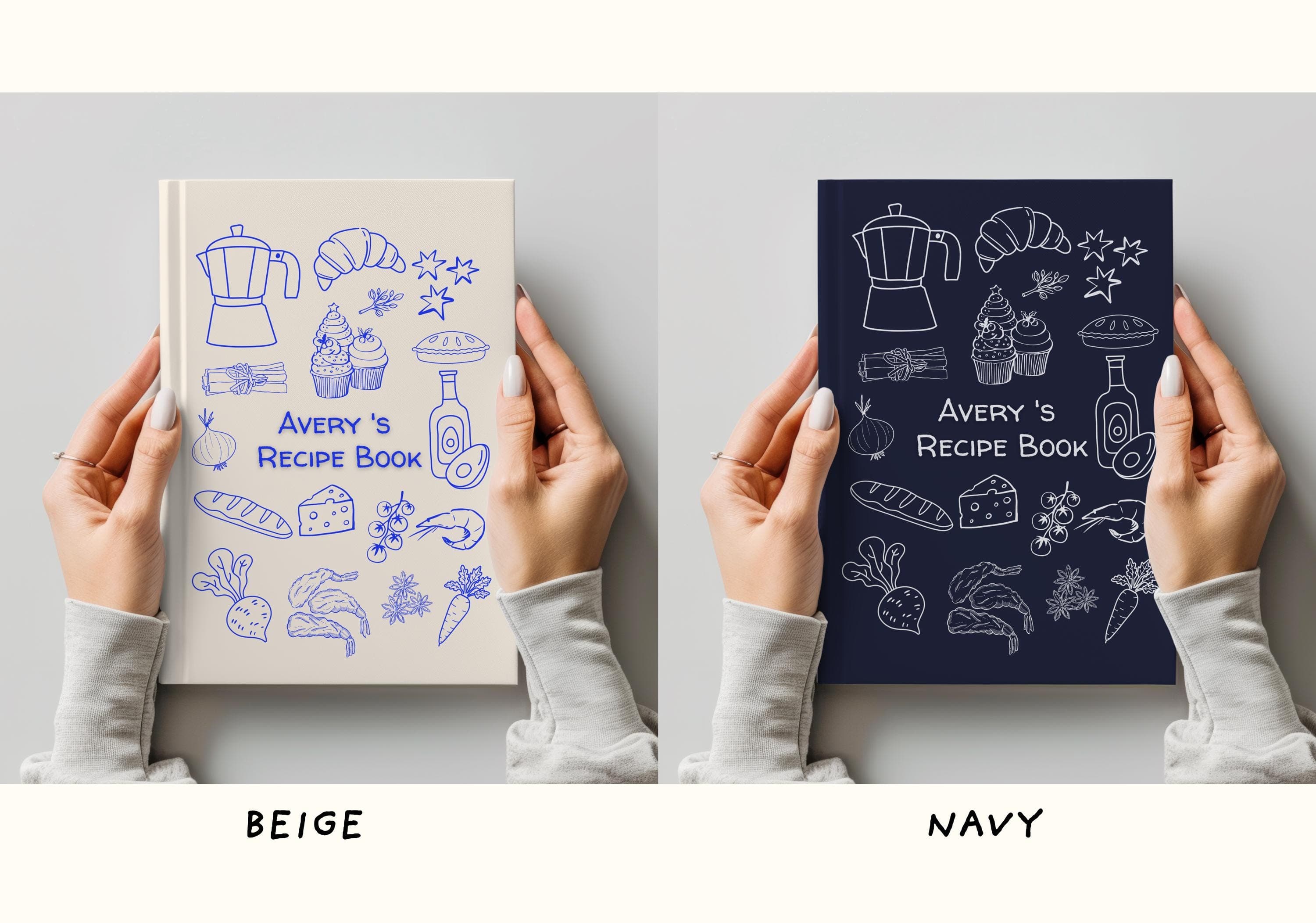Personalized Recipe Book Blank Journal-Gift for Foodies-Customized Cook Book-Recipe Planner-Cooking Gift For Him Her- Personalised Navy Book - image 4