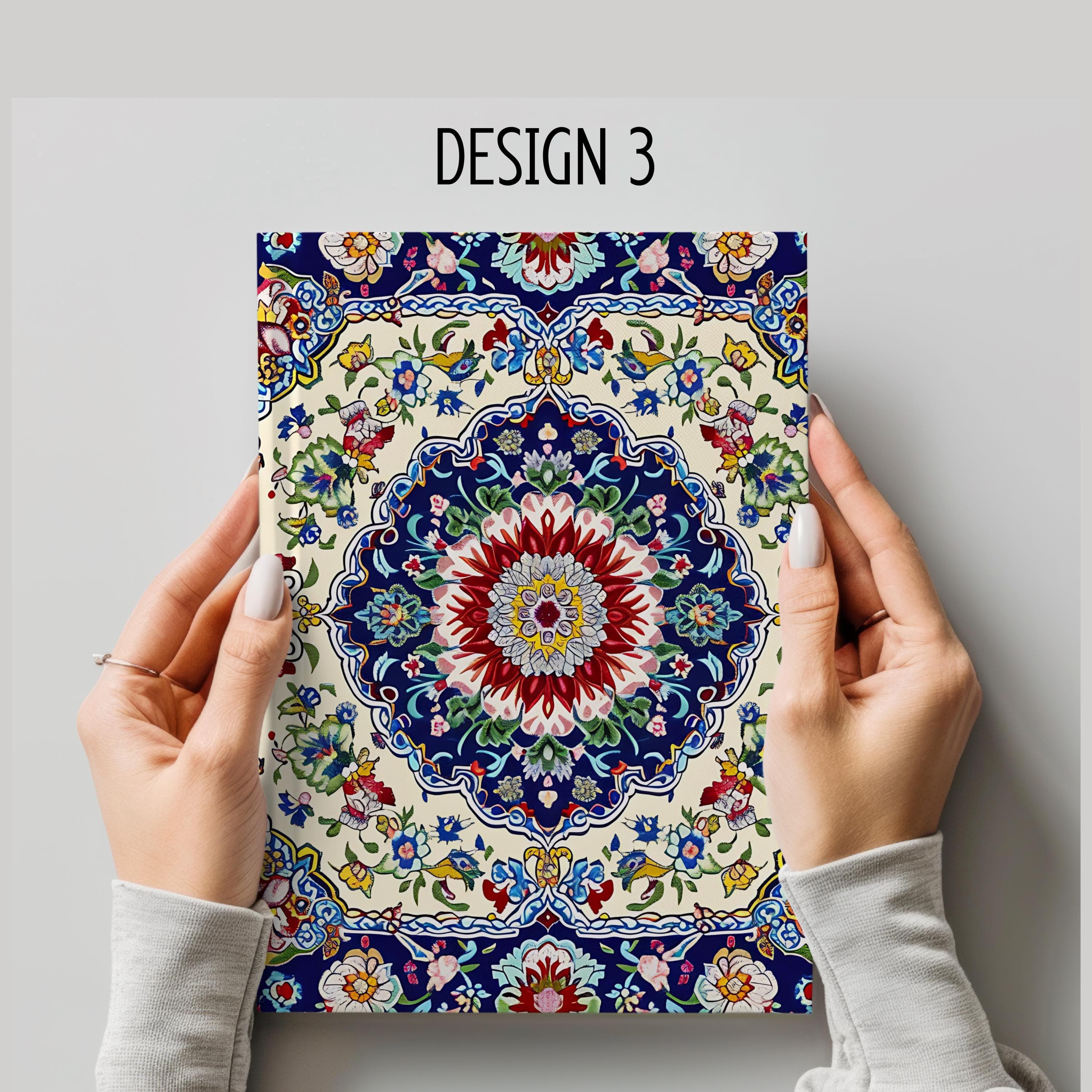 Ethnic Carpet Pattern Hardcover Journal, Persian Rug Design-Turkish Rug Print Keepsake-Middle East Guest Book-Ottaman Pattern-Turkmen Persia - image 5