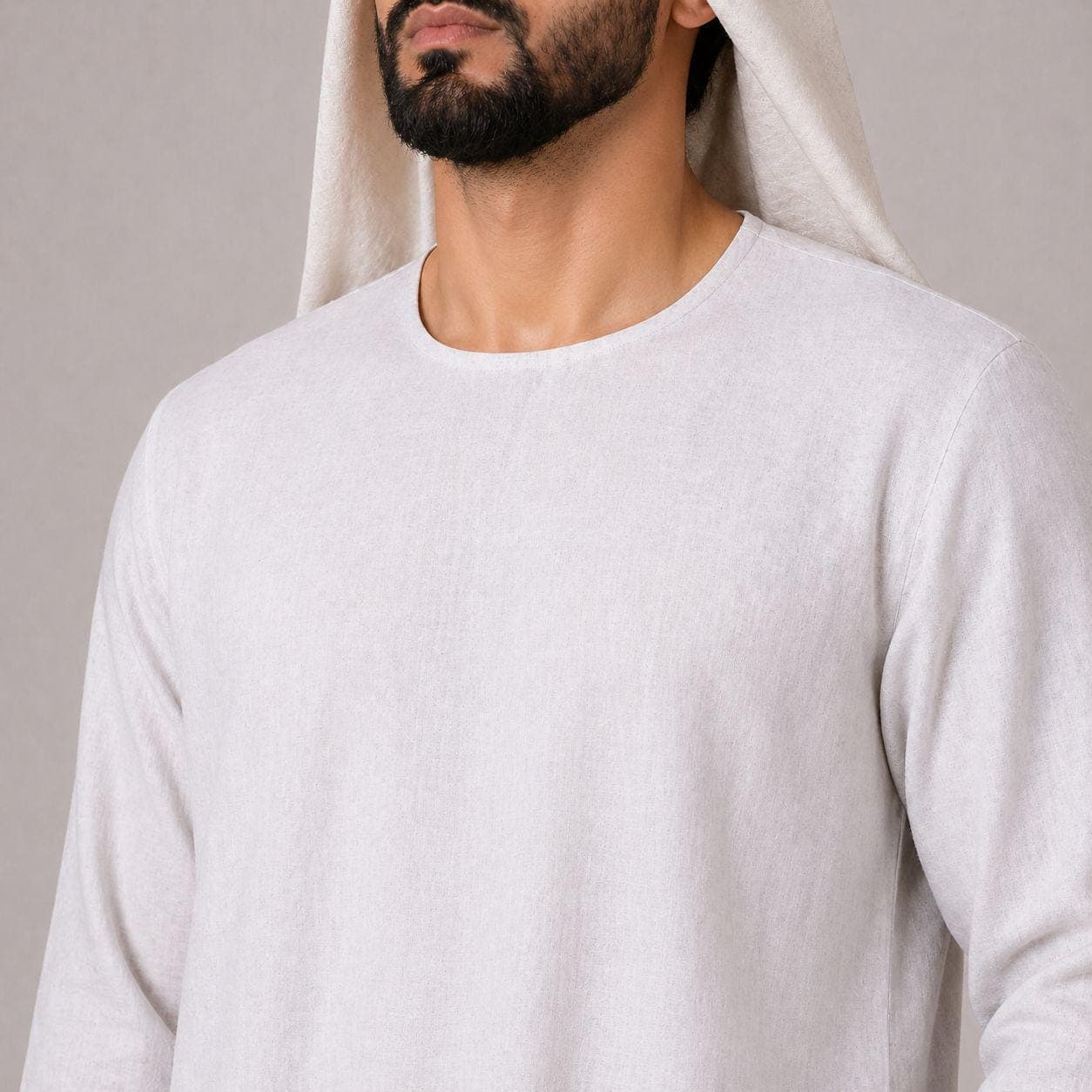 Belgian Linen Men's Thobe - White Color - Casual Kaftan for Man - Saudi Kurtas - Dubai Style - image 4