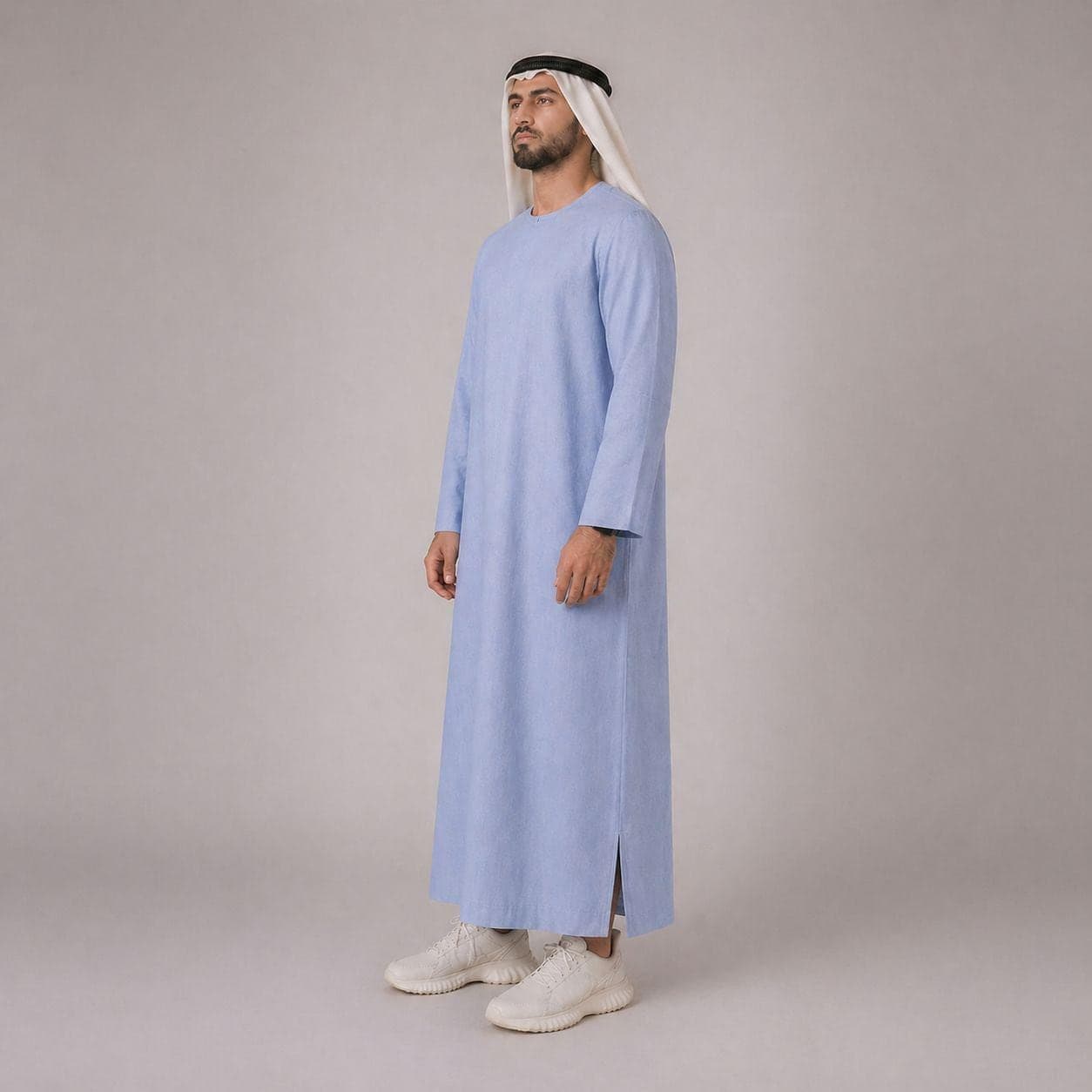 Belgian Linen Men's Thobe - Sky Color - Linen Dishdasha - Luxury Kurtas - Modest Eastern Menswear