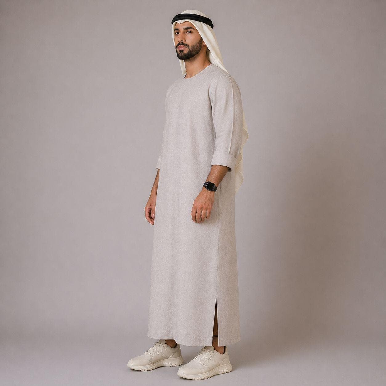 Belgian Linen Men's Thobe - Smoke Color - Linen Jubbah - Lightweight Thobes - Modest Menswear - Men Abaya