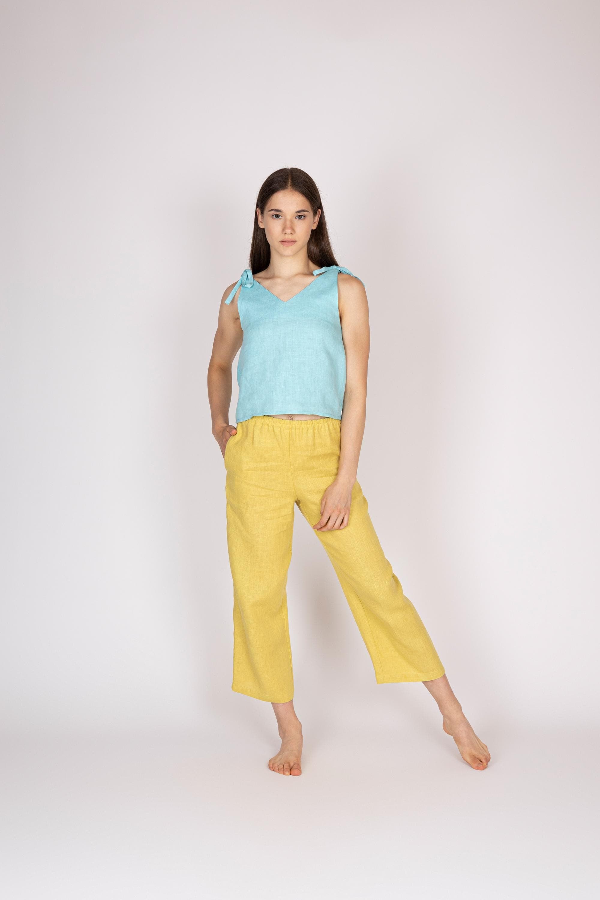 Belgian Linen Girls' Top - Sleeveless Crop Top for Teens - Just Tops - 30 Colors