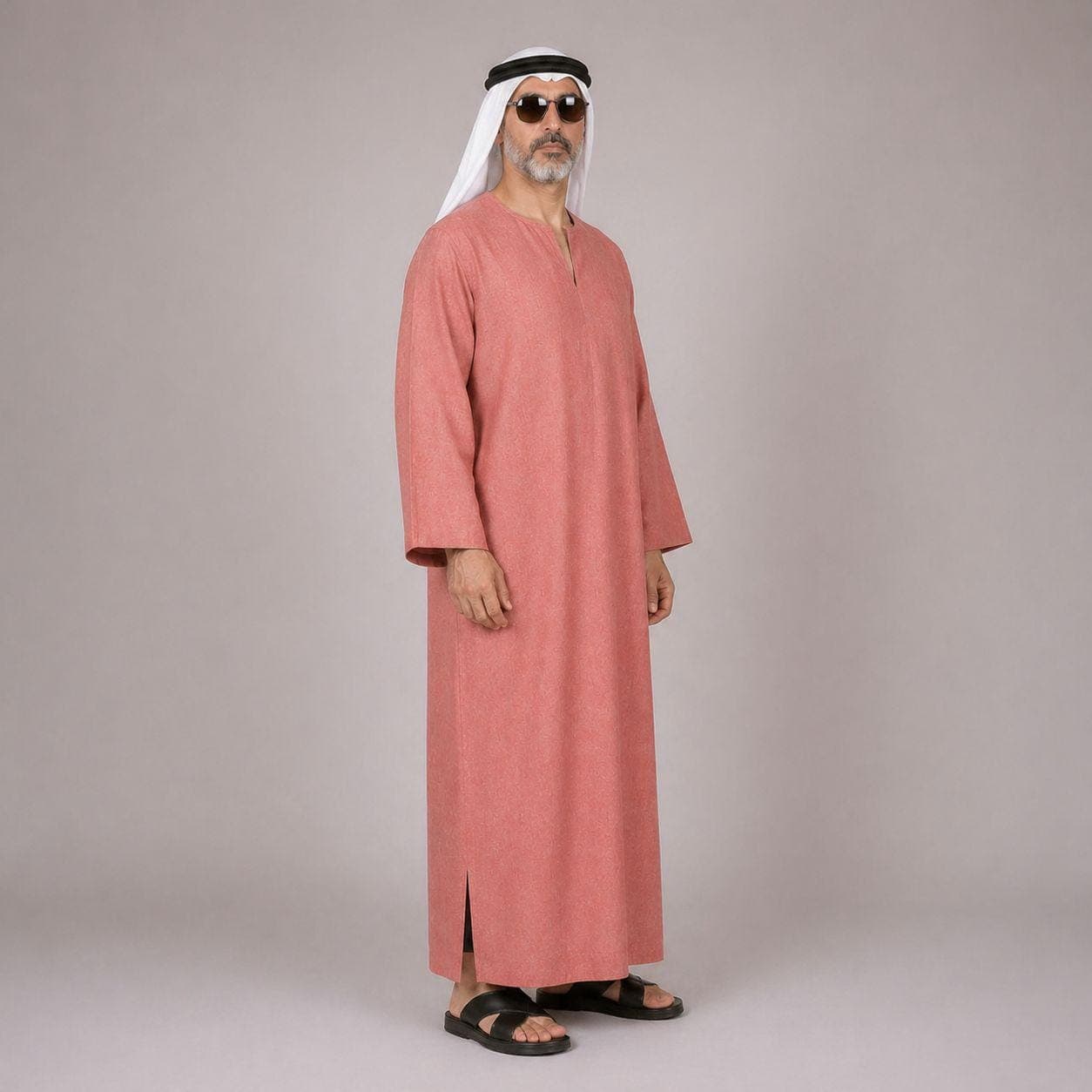 Belgian Linen Men's Kurta - Rose Color - Royal Pink Kaftans - Bright Thobe - Summer Kaftan
