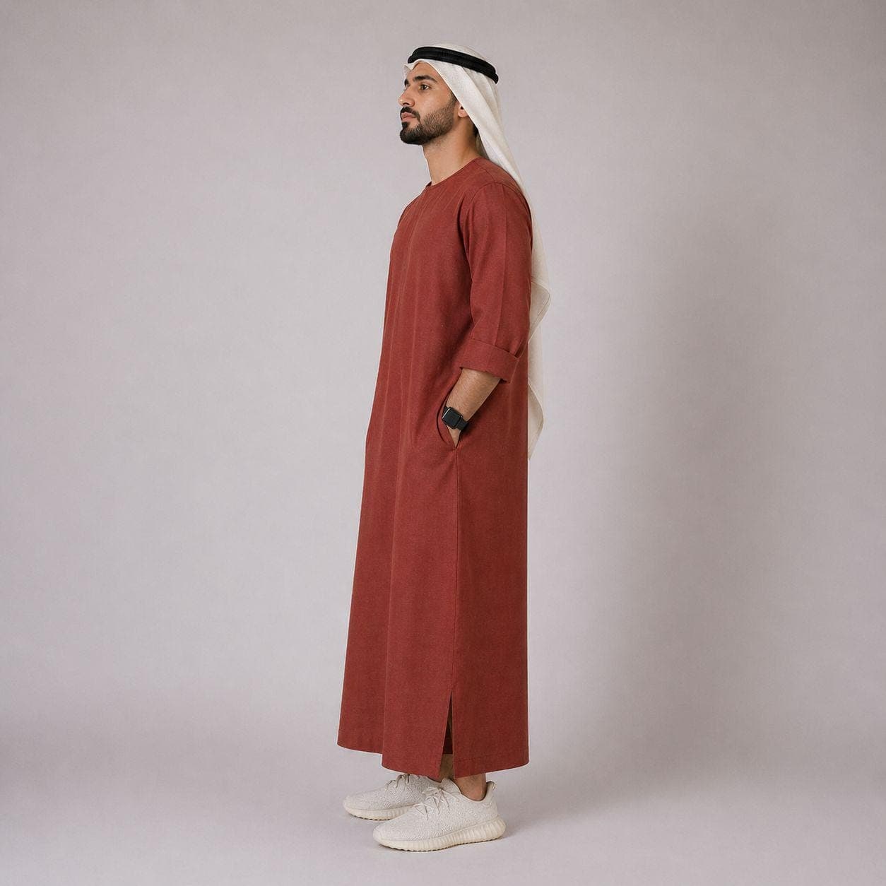 Belgian Linen Men's Kaftan - Luxury Thobe - European Flax Kurtas - Abayas for Man - 30 Colors - image 3