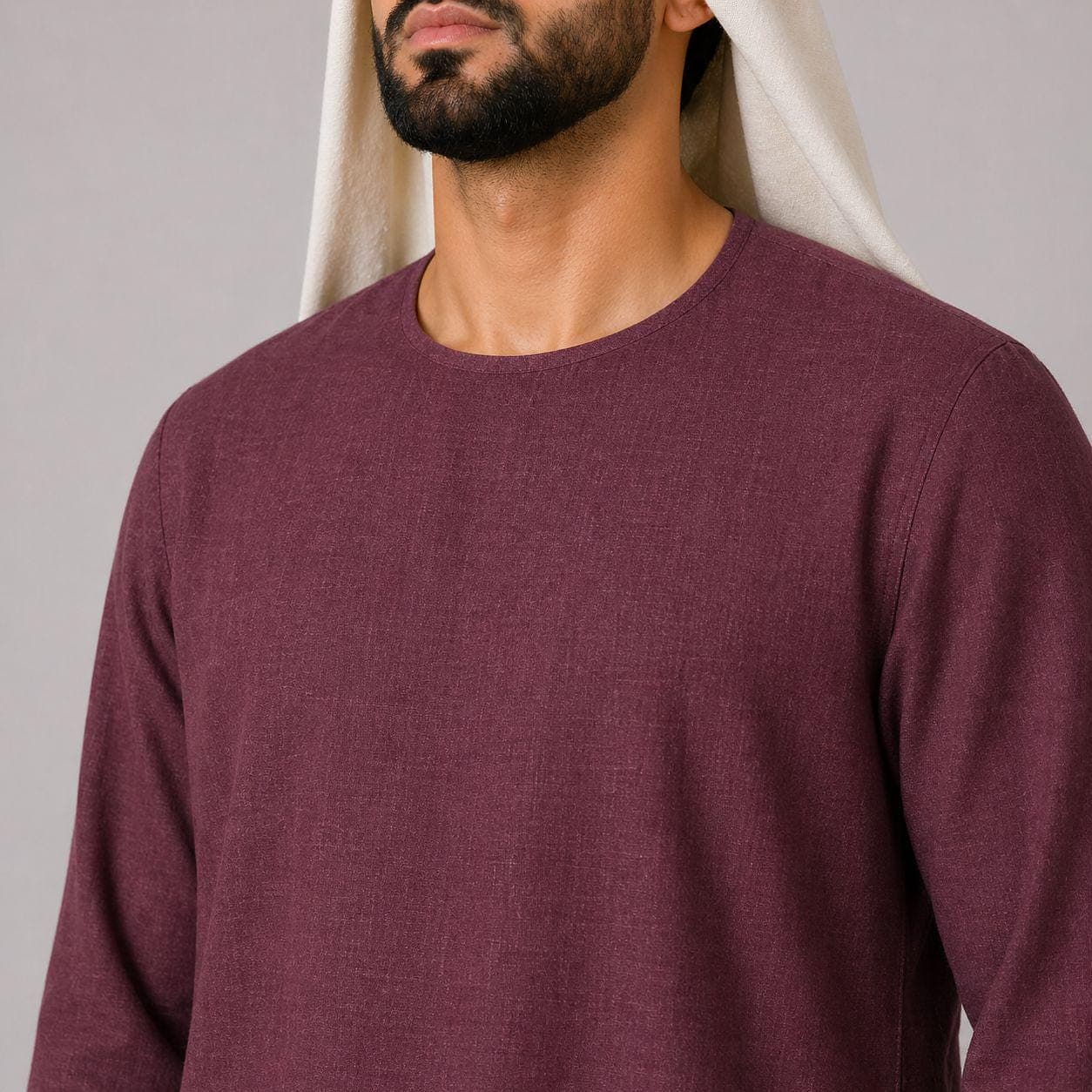 Belgian Linen Men's Kaftan - Burgundy Thobe - Breathable Linen Menswear - Summer Jubba - 30 Colors - image 4