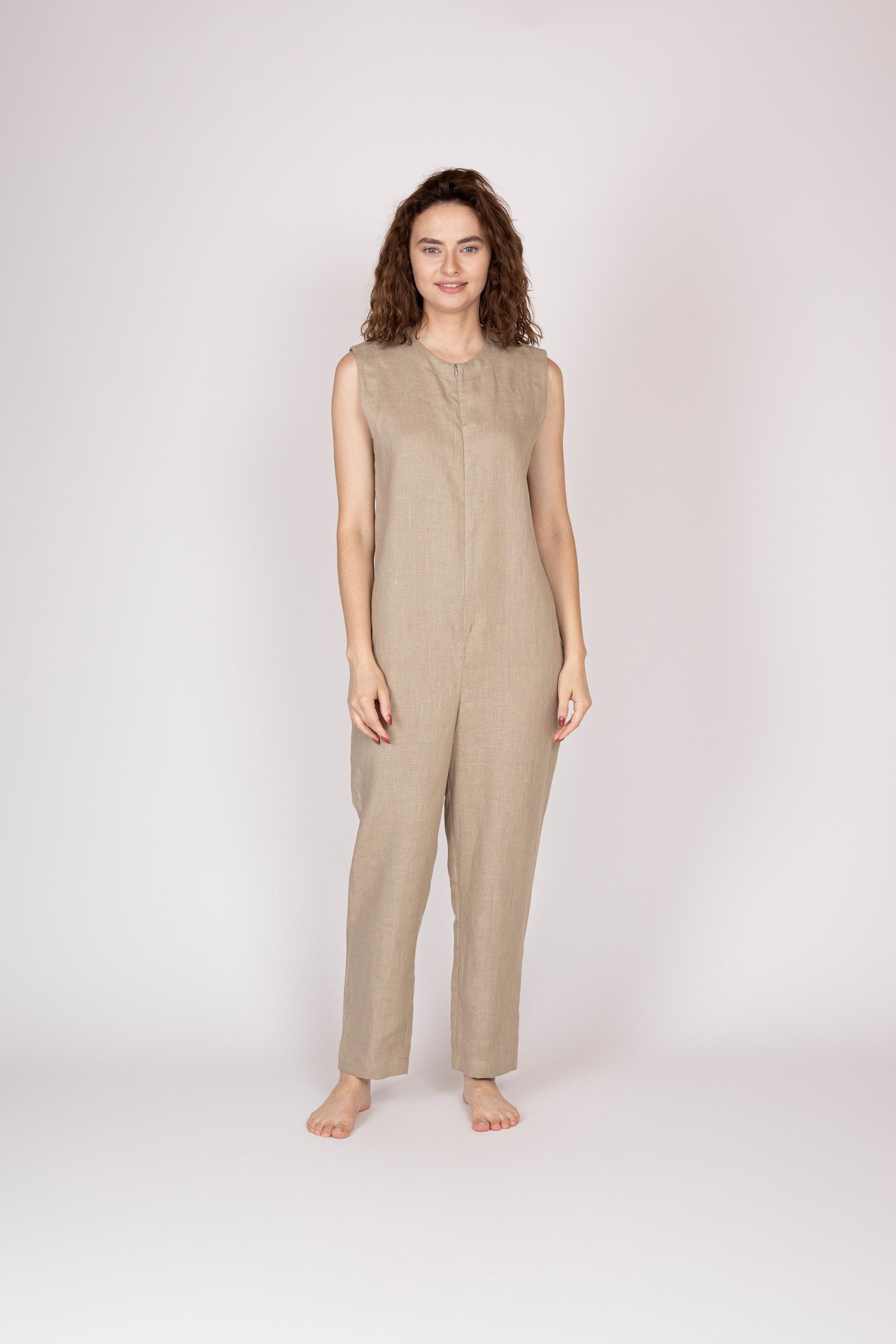 Belgian Linen Women's Romper - Natural Flax Jumpsuits for Her - Playsuits for Summer - 30 Colors