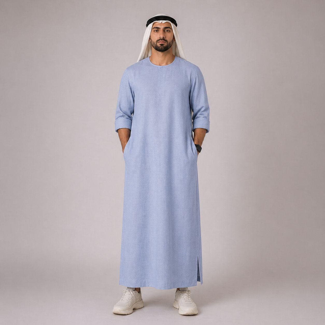 Belgian Linen Men's Kaftan - European Flax Abaya for Man - Casual Thobes - 30 Colors