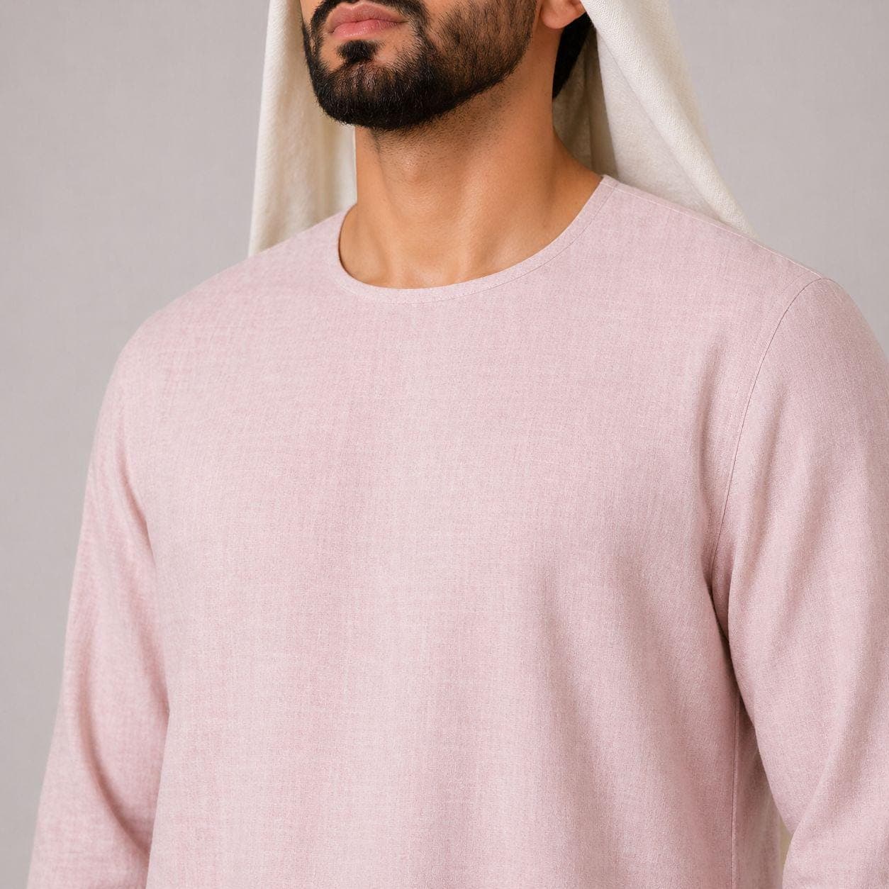 Belgian Linen Men's Kaftan - Pink Abaya for Man - Beach Thobe - Casual Jubba - 30 Colors - image 4