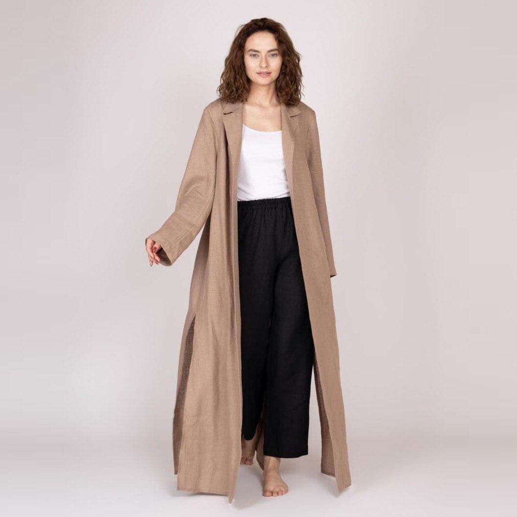 Belgian Linen Women Coat - Long Women's Flax Coat - Trench Coats for Girls - 30 Colors