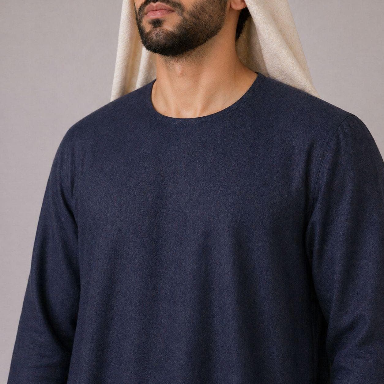 Belgian Linen Men's Kaftan - Royal Navy Kurta Thawb - Muslim Outfit - Men Abaya - 30 Colors - image 4