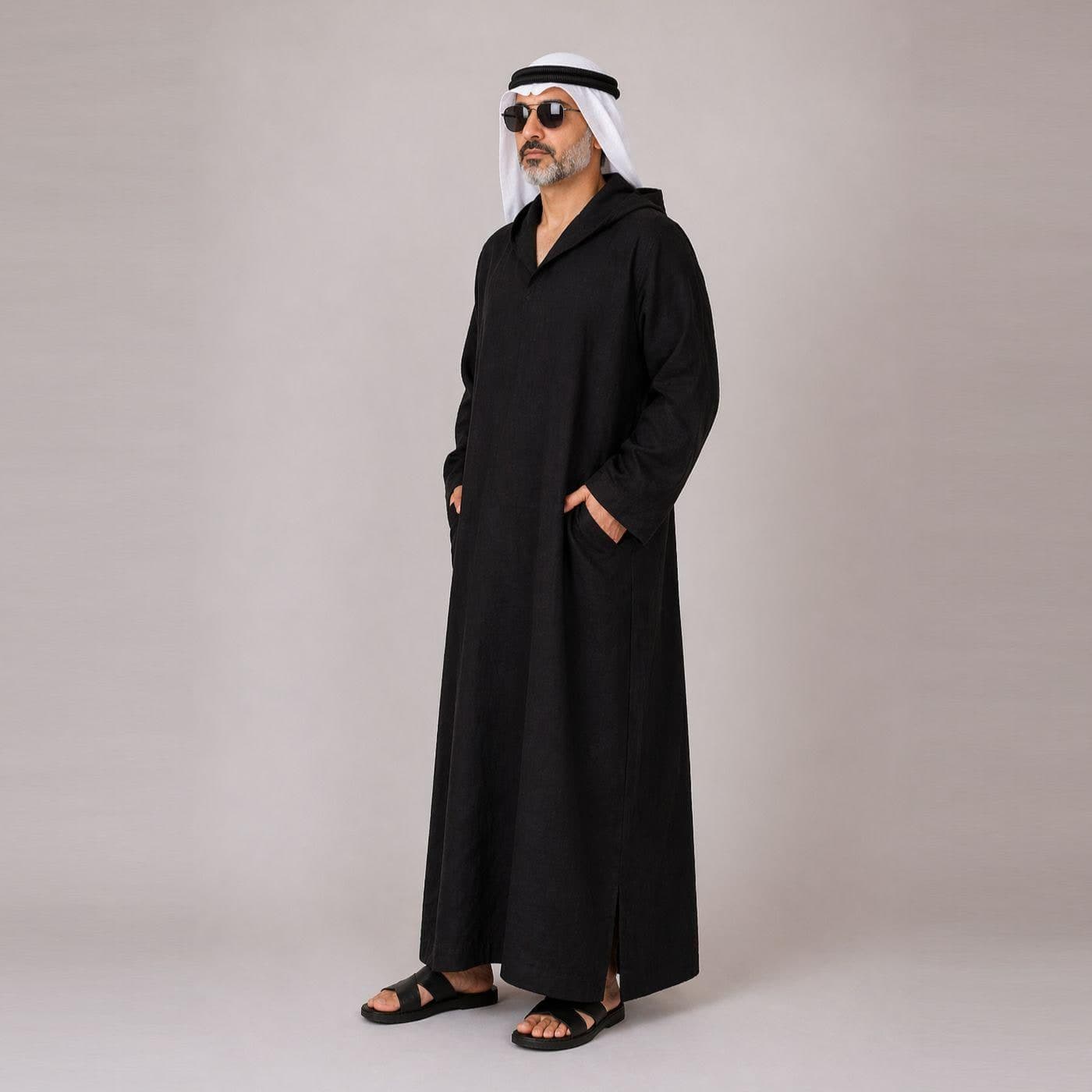 Belgian Linen Men's Kaftan - Black Thobe - Modest Clothing - Loose Caftan - Dubai Outfit - 30 Colors