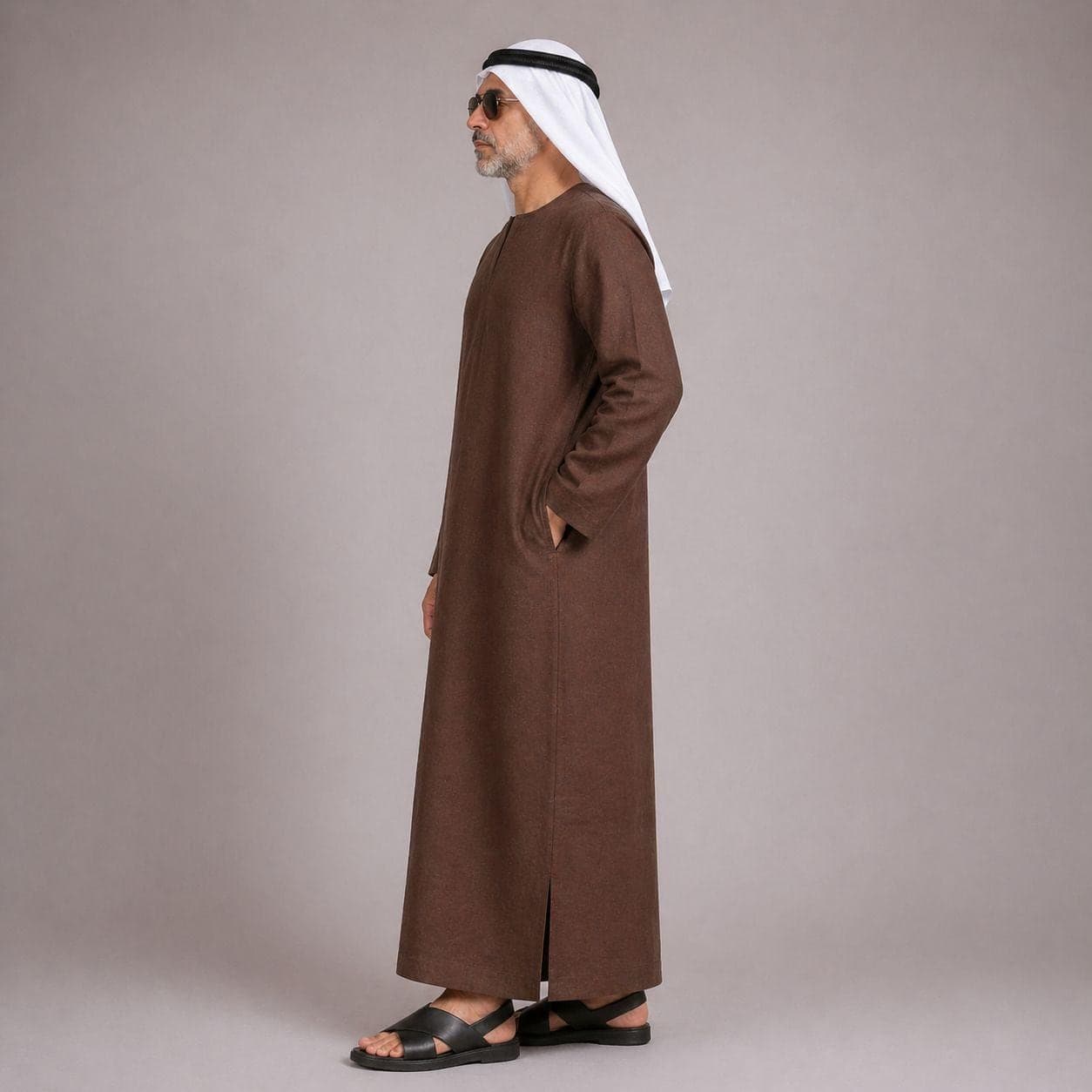 Belgian Linen Men's Kurta - Chocolate Color - Dark Brown Thobes - Ramadan Outfit - Elegant Kaftans