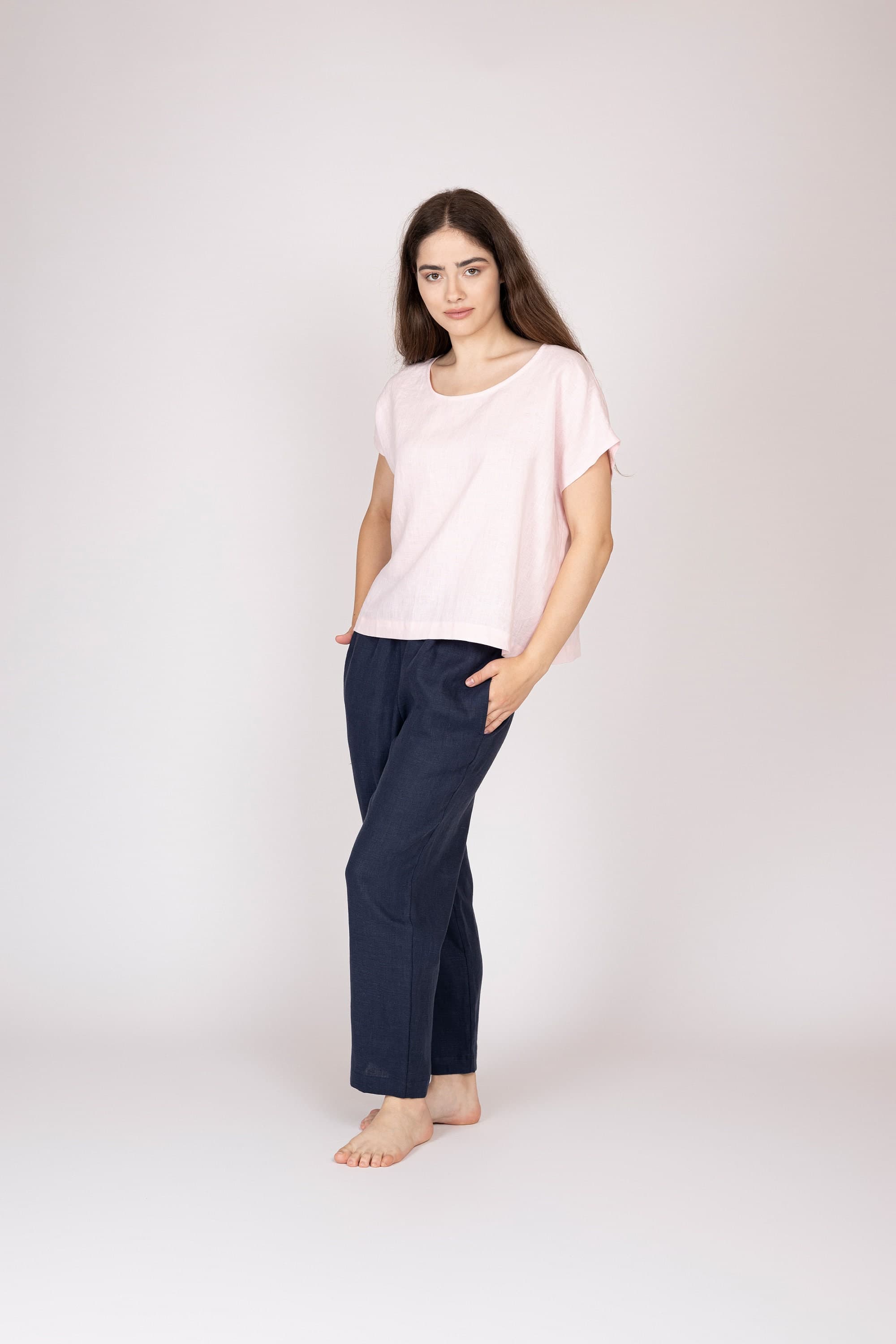 Belgian Linen Women's T-Shirt - Loose Summer Shirt - Basic Style Fit - 30 Colors - image 3