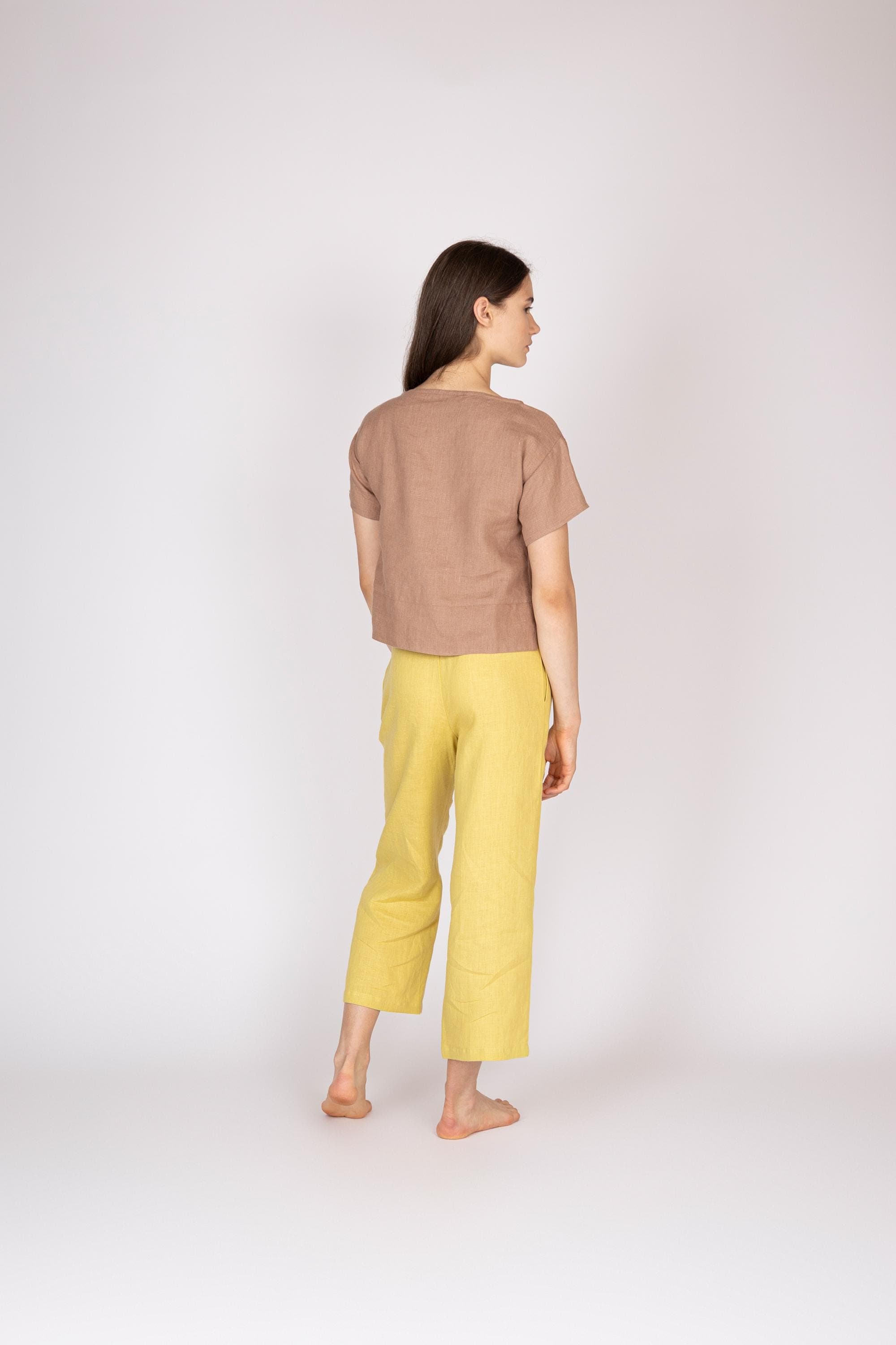Belgian Linen Girls' Basic Top - OEKO TEX Certified Flax - Simple Design Fit - 30 Colors - image 4