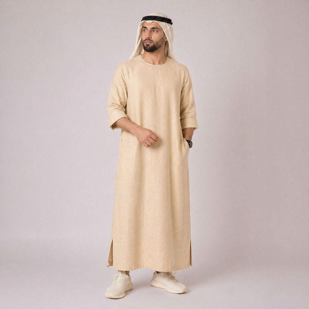Belgian Linen Men's Kaftan - Summer Kurta - Men Thawb - Muslim Wear - Ethnic Wear - 30 Colors - image 3