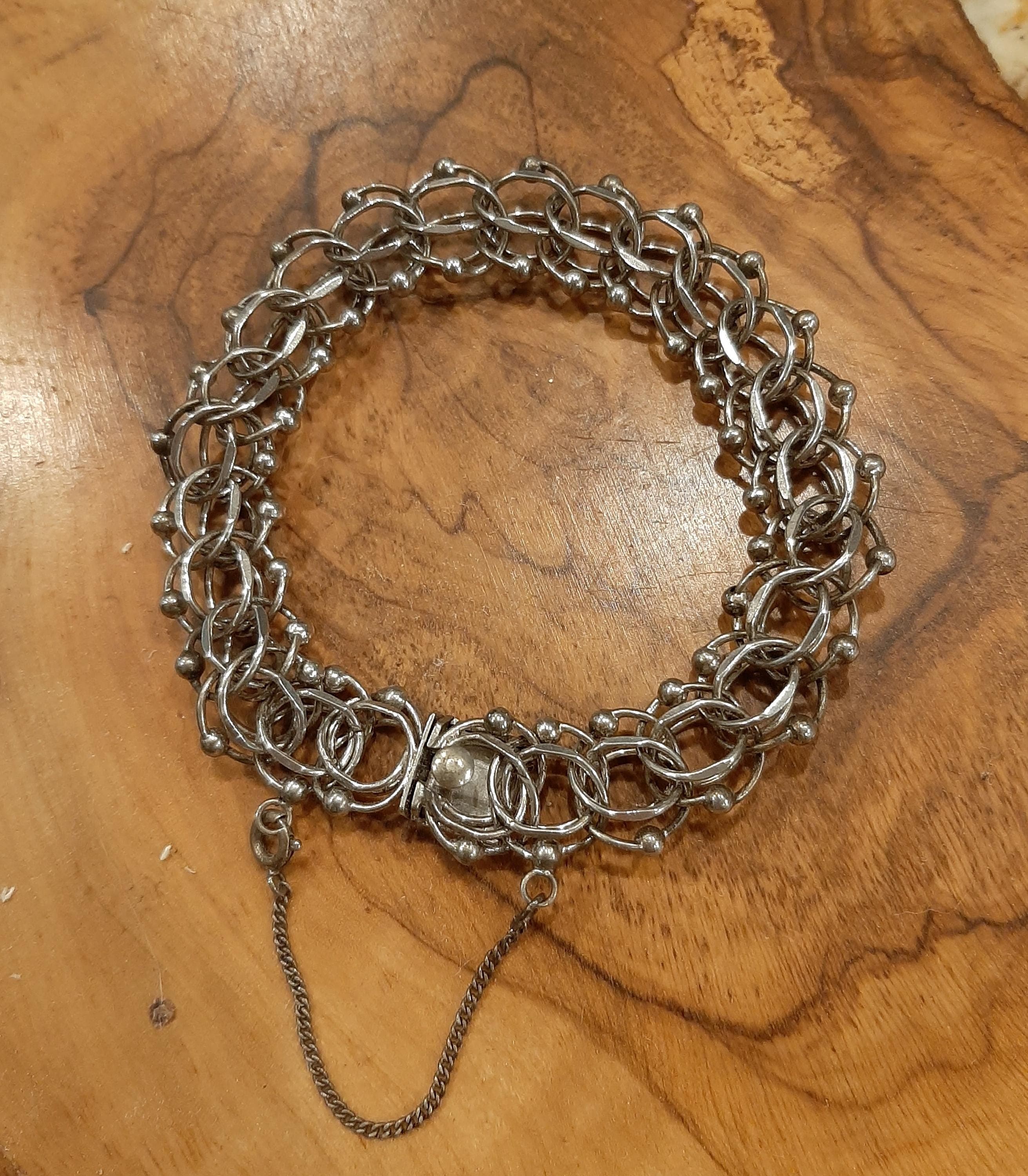 Sterling Silver 925 Multi Link Starter Chain Charm Bracelet 7.5” Vintage