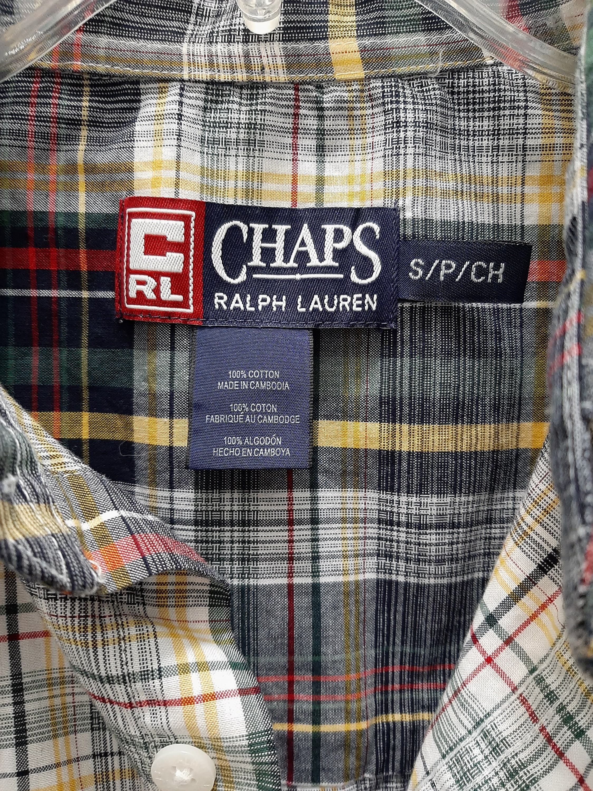 Vintage 1990s Ralph Lauren Chaps 100% Cotton Men's Long Sleeve Plaid "Work" Shirt ~Size Small - image 4