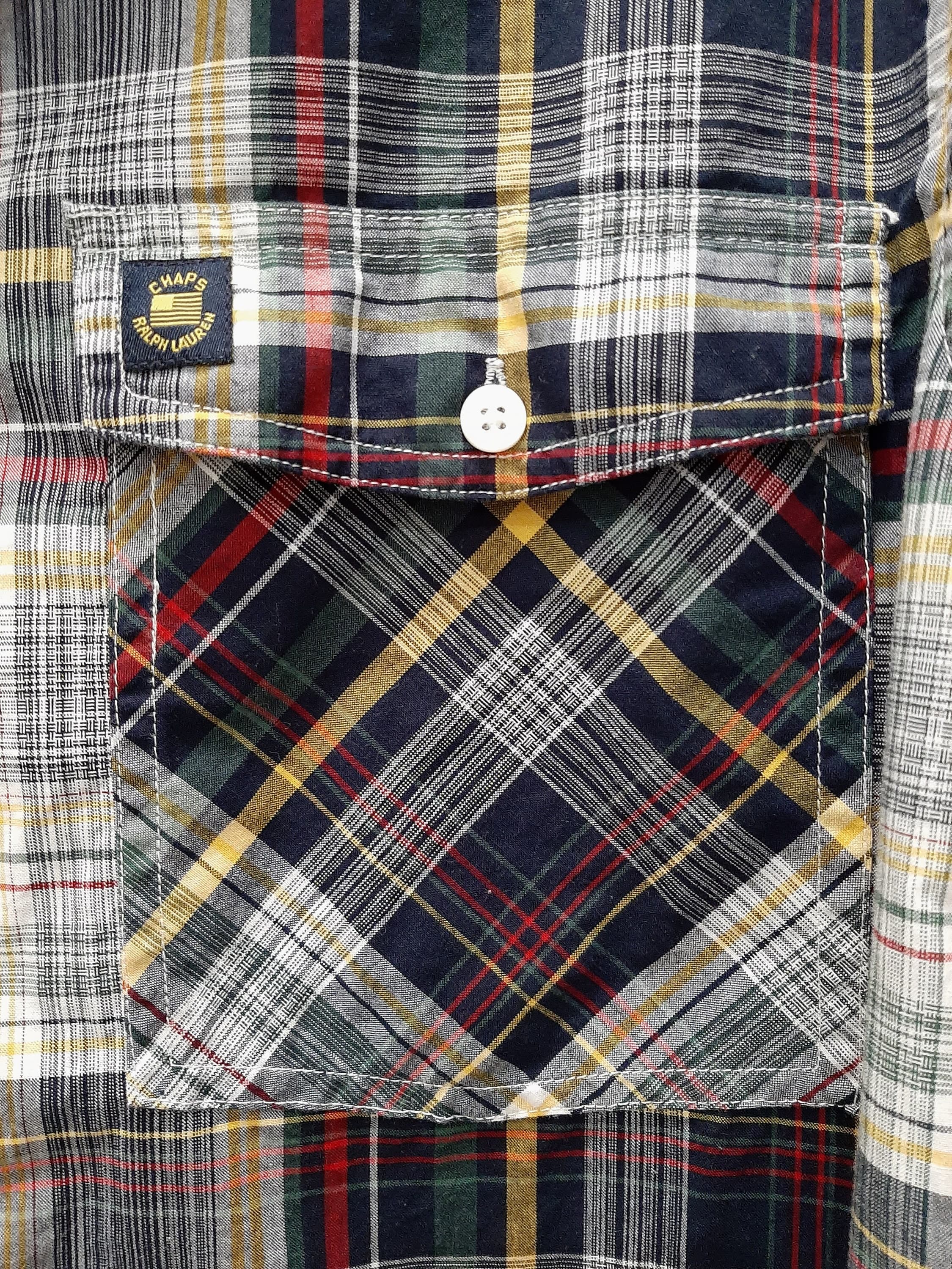 Vintage 1990s Ralph Lauren Chaps 100% Cotton Men's Long Sleeve Plaid "Work" Shirt ~Size Small - image 5