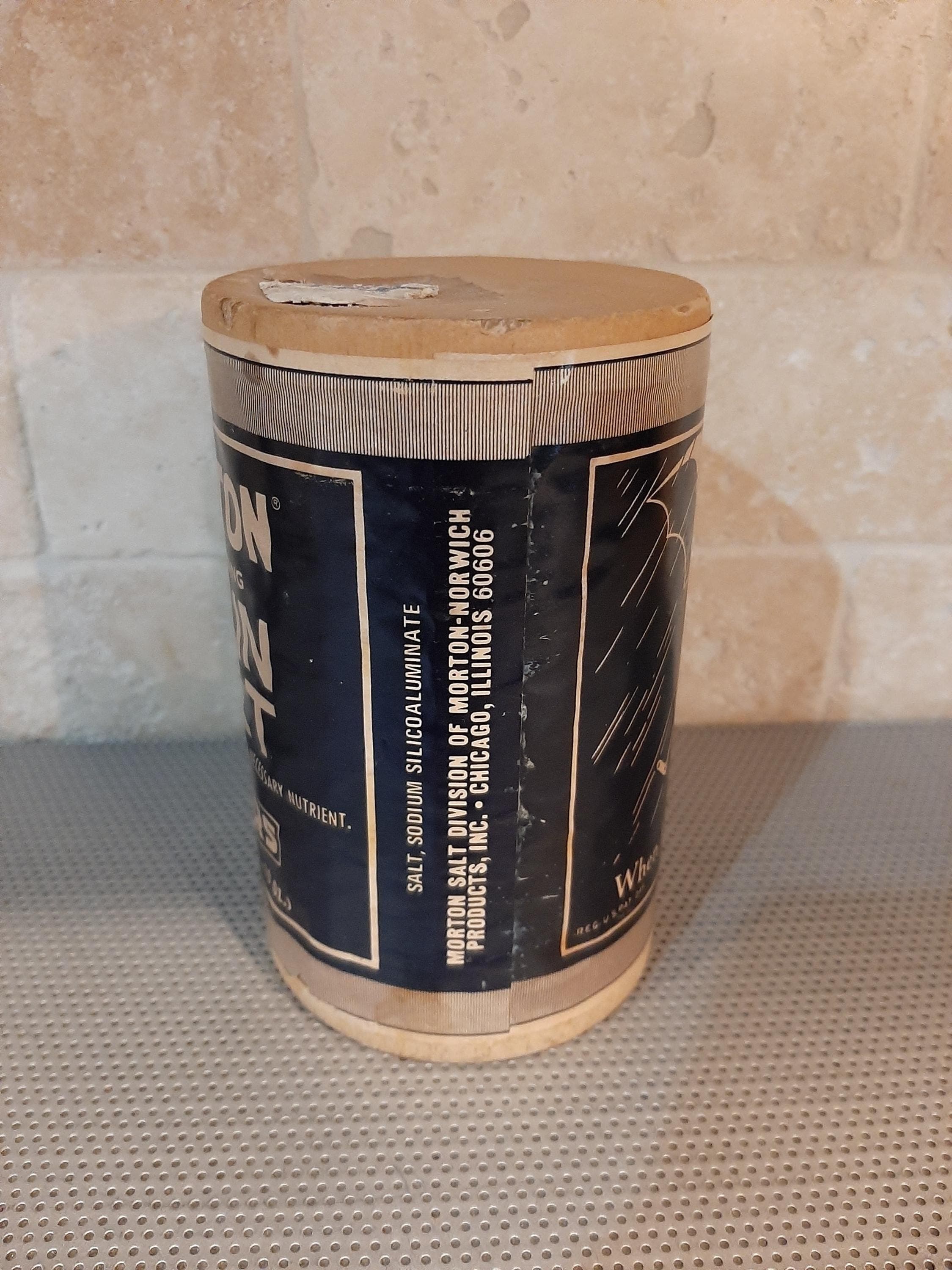 Vintage 1960s Reproduction Cardboard Morton Free Running Plain Salt Box Advertising Empty Box Movie Film Makers Theater Prop - image 4
