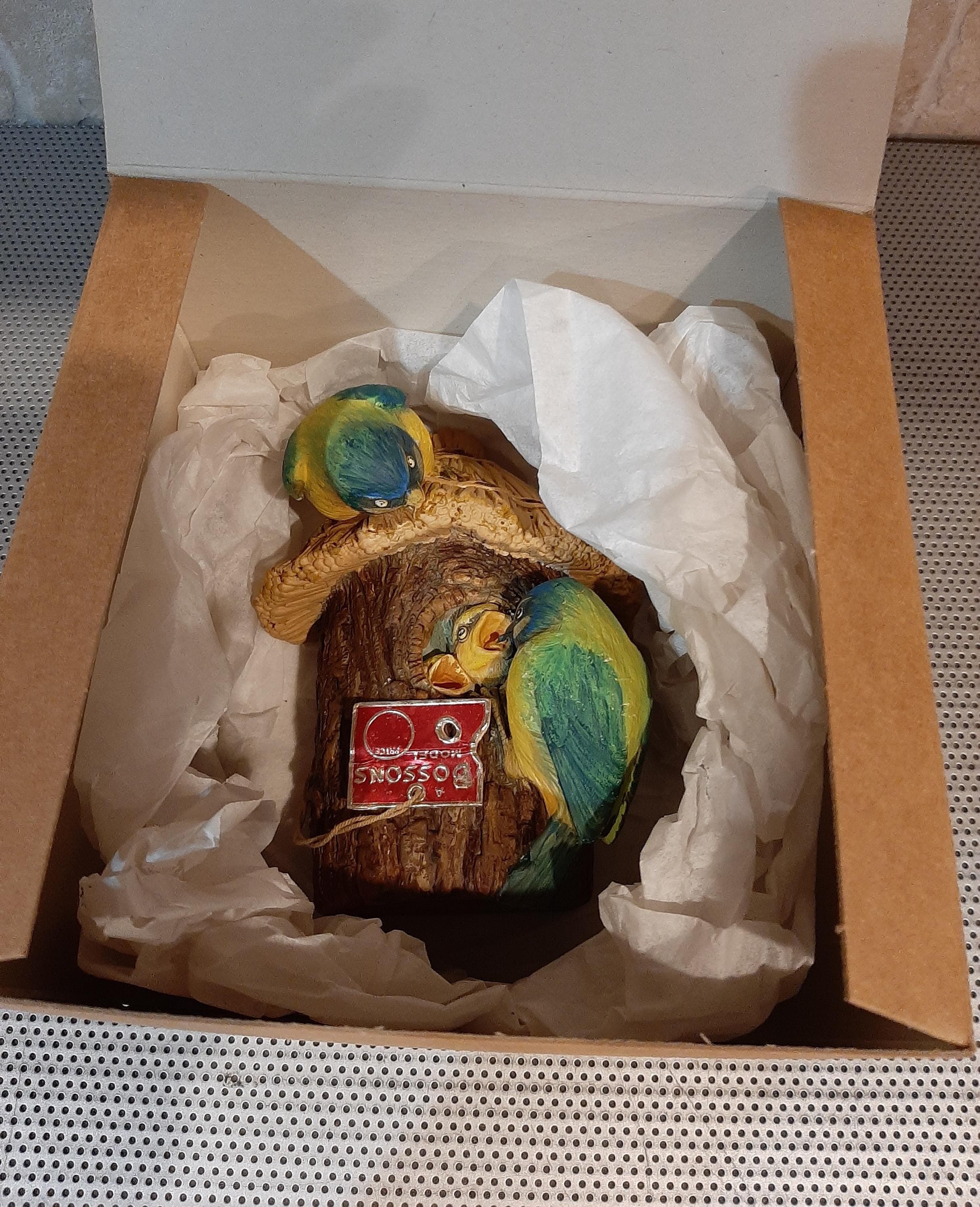 Vintage MCM 1967 Bossons England Chalkware Blue Tits Birds Feeding Babies Wall Hanging New Old Stock in Box Bird Lover Gift - image 3