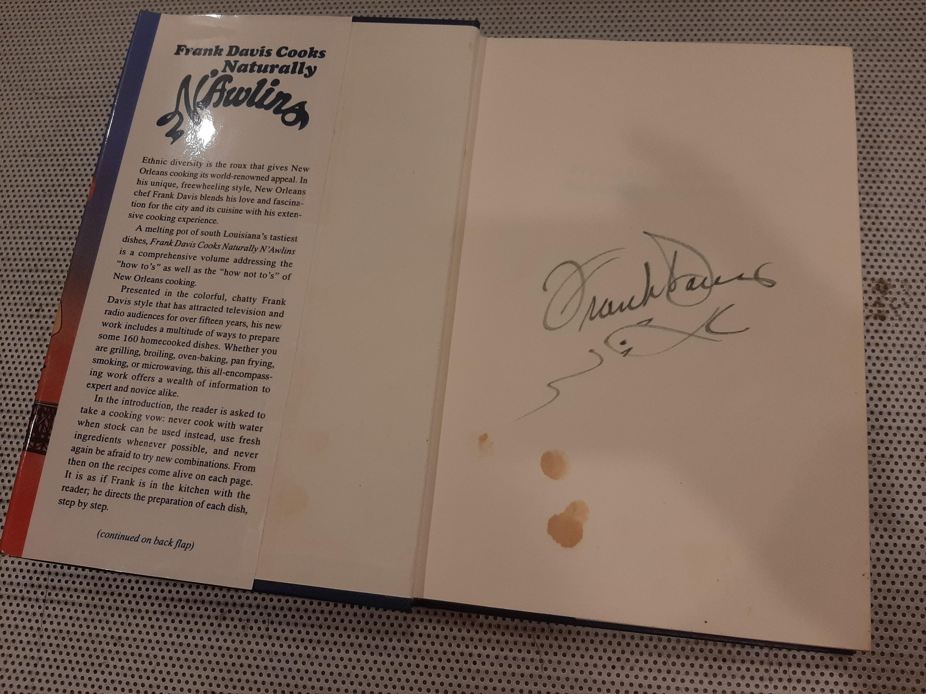 Frank Davis Cooks Naturally New Orleans H/C Cookbook Creole Cajun Cooking Vintage 1995 SIGNED - image 5