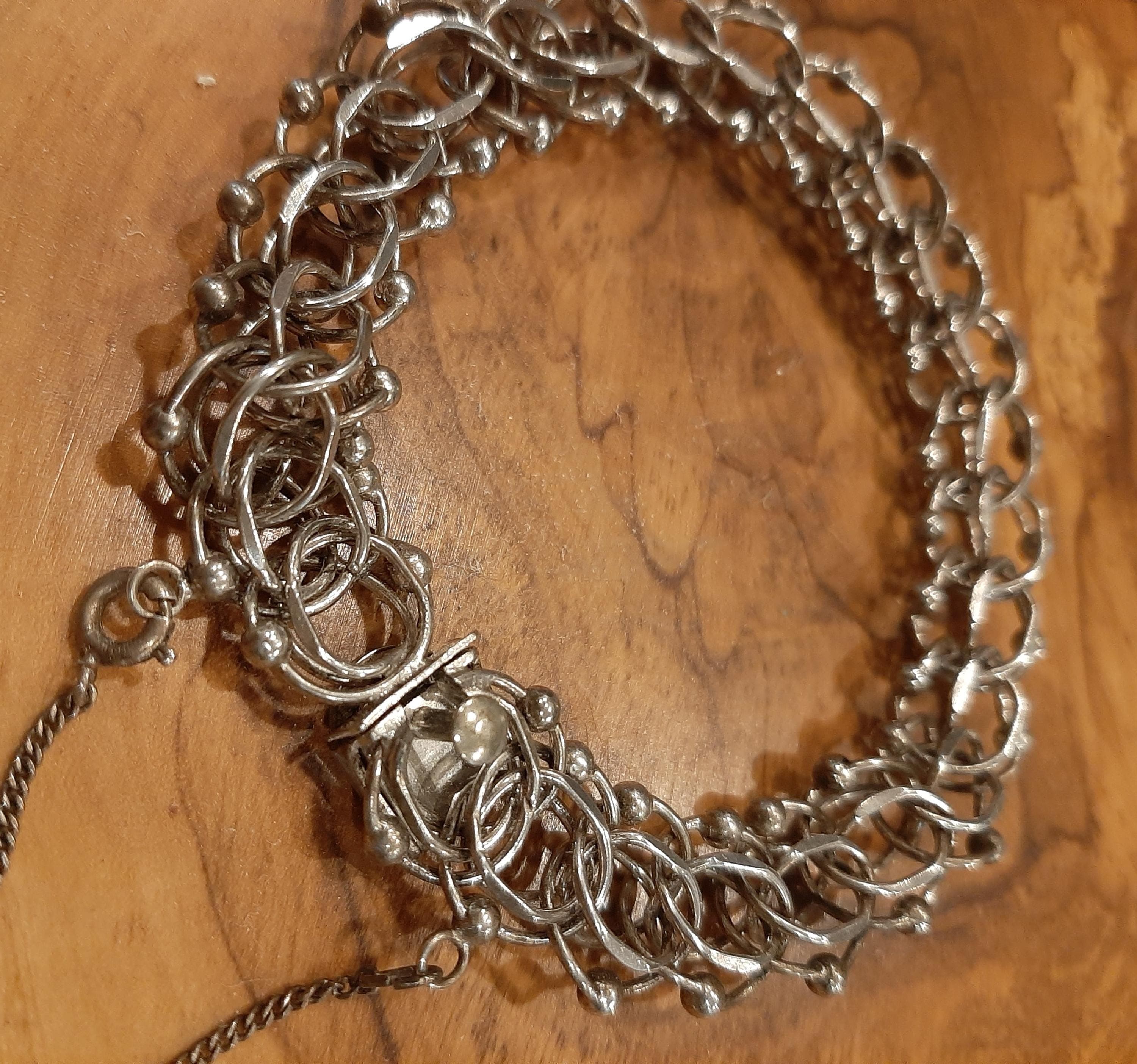Sterling Silver 925 Multi Link Starter Chain Charm Bracelet 7.5” Vintage - image 3