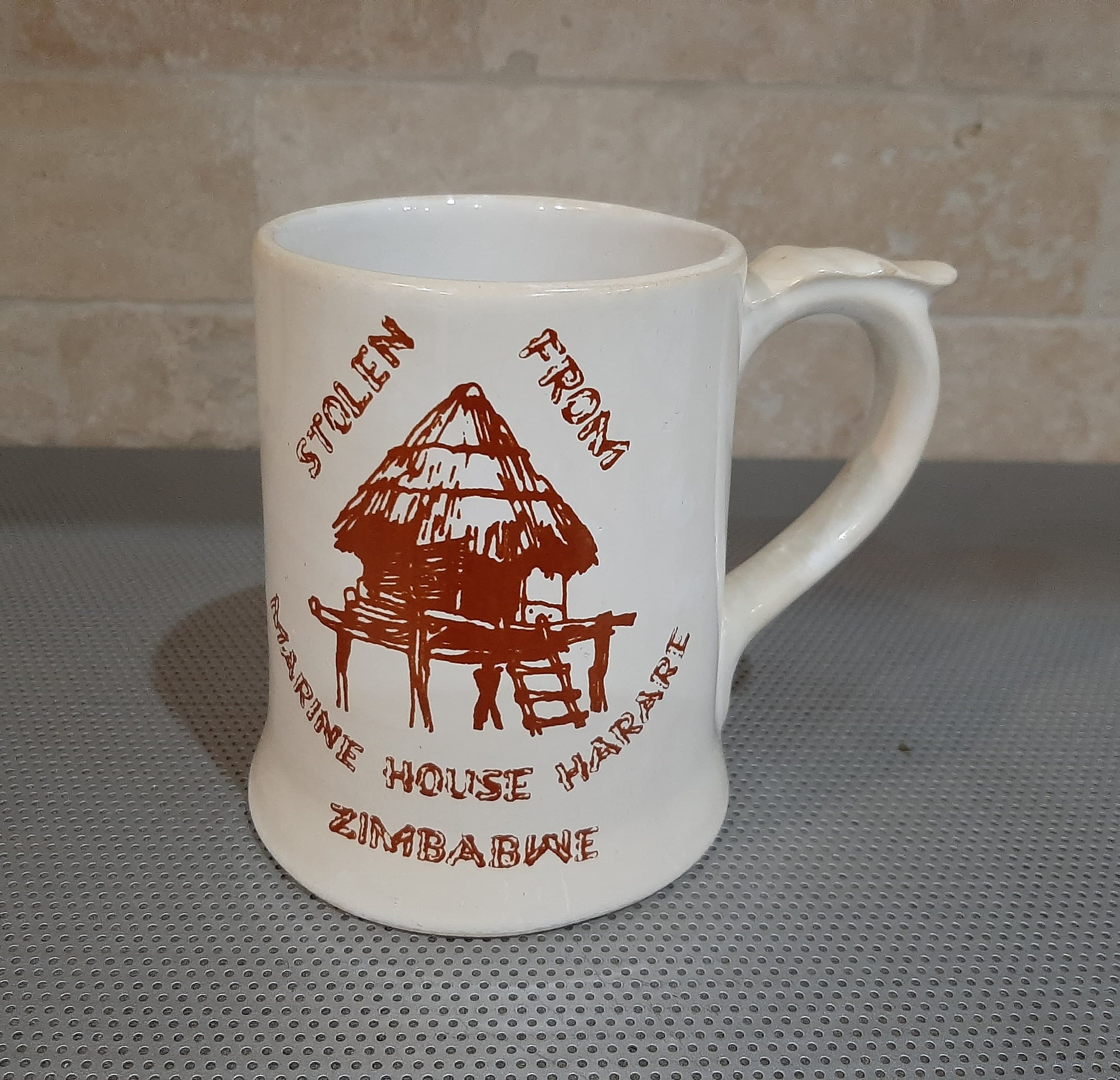 Vintage "Stolen from Marine House Harare" Zimbabwe, Africa, Ceramic Beer Stein Mug by Norbel, Zimbabwe - image 3