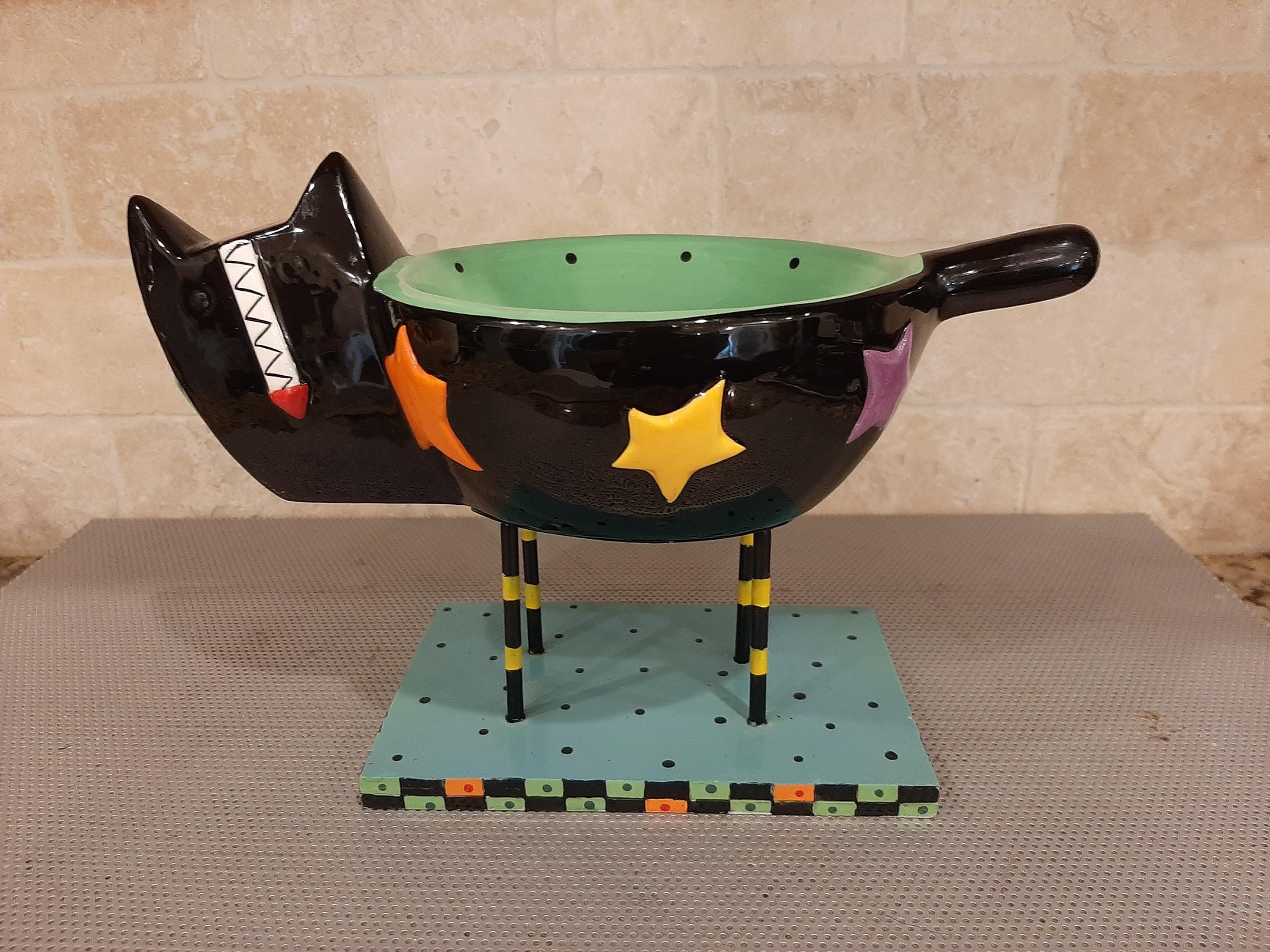 Vintage Ceramic Black Cat Candy Jewelry Trinket Dish Bowl by Silvestri Sue Dreamer