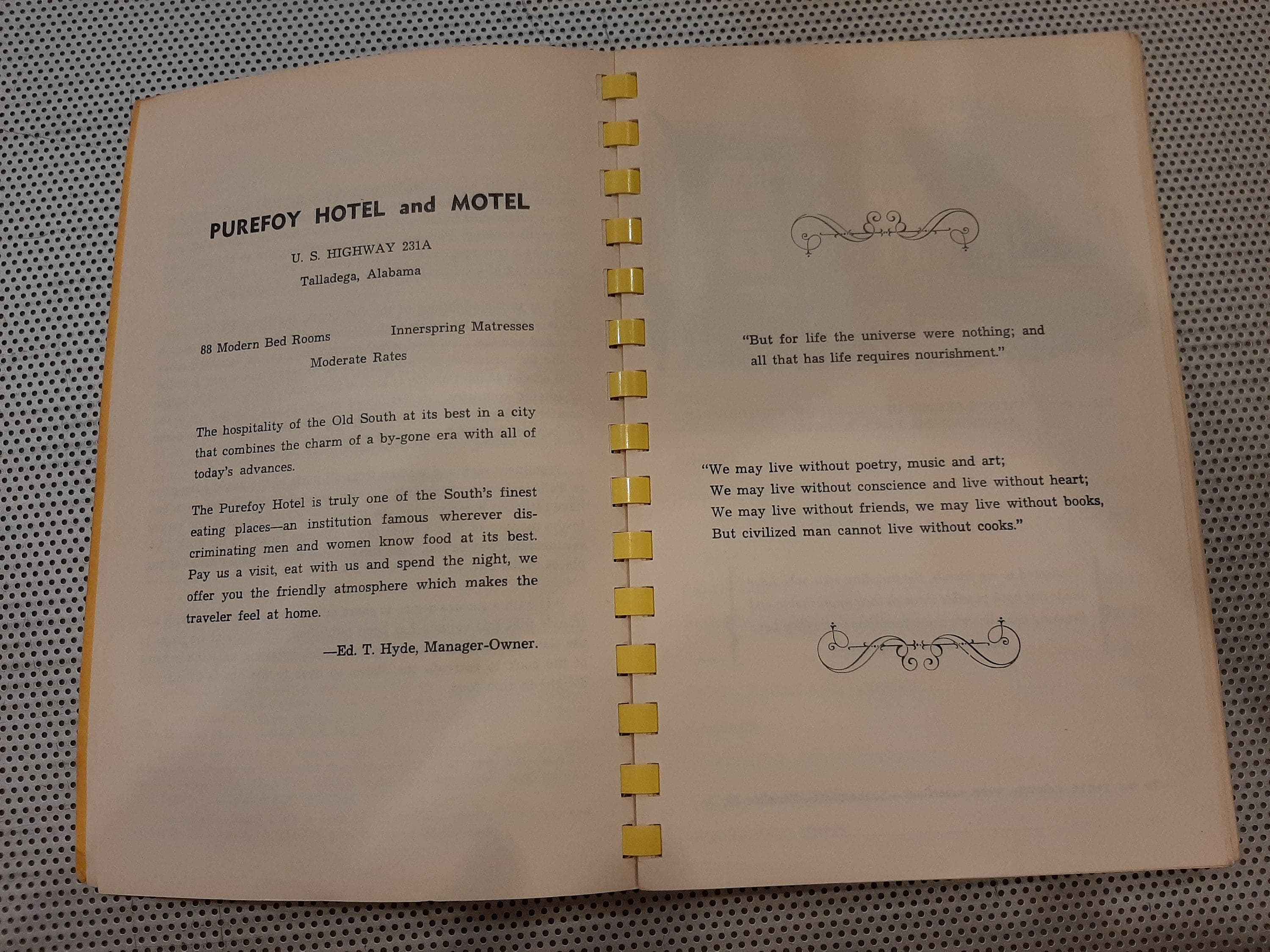 Vintage 1960 Purefoy Hotel New Edition True and Tried Recipes of Real Southern Food Talladega Alabama Southern Cooking Collectible Cookbook - image 4