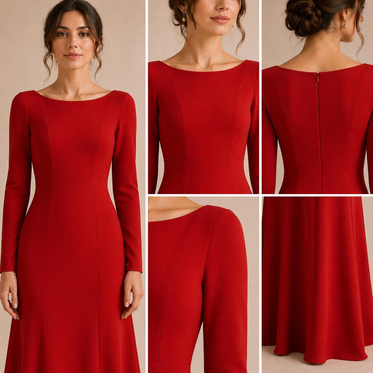 Long Sleeve Maxi Dress Sewing Pattern, Elegant Fitted Dress PDF, Princess Seam Gown, Boat Neck Dress Pattern, Formal Dress XS-5XL - image 3