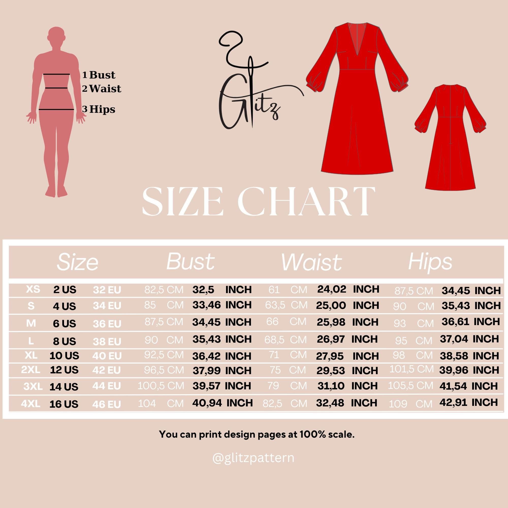 V Neck Long Dress Sewing Pattern PDF, Bishop Sleeve Maxi Dress Pattern, Women Dress PDF, A4 A0 Letter, US 2-16, Instant Download - image 5