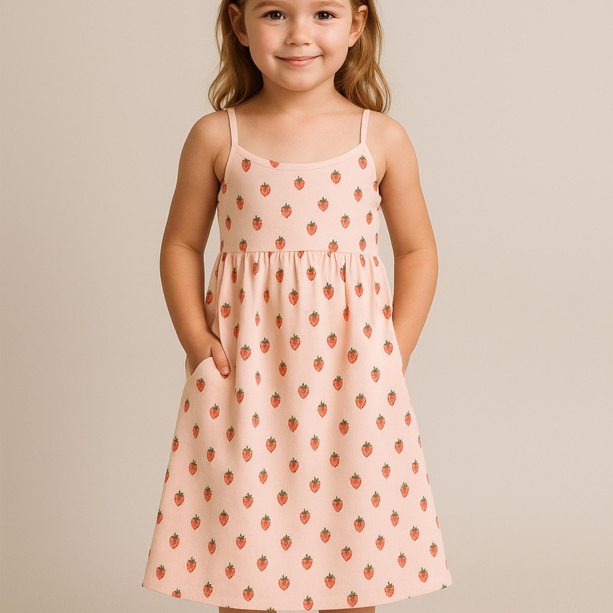 Girls' Summer Dress Sewing Pattern, Gathered Straps (PDF)