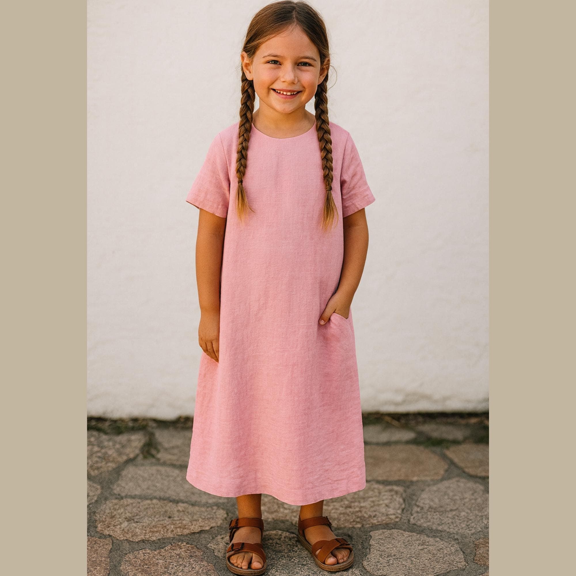 Girl's Linen Cottagecore Dress Sewing Pattern (PDF)
