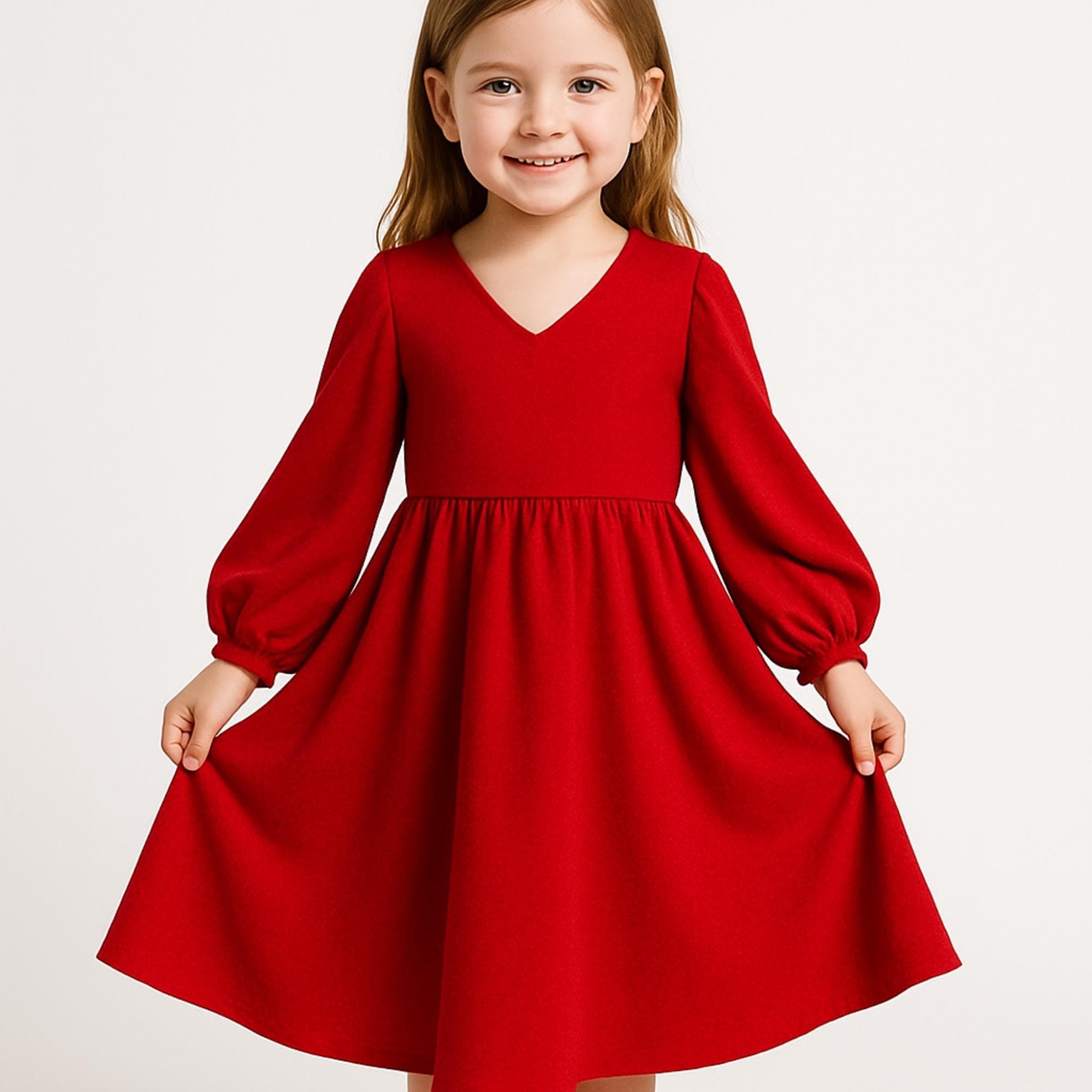 Kids Dress Sewing Pattern Baby Girl Dress Gathered Dress Long Sleeve Evening Dress Pattern
