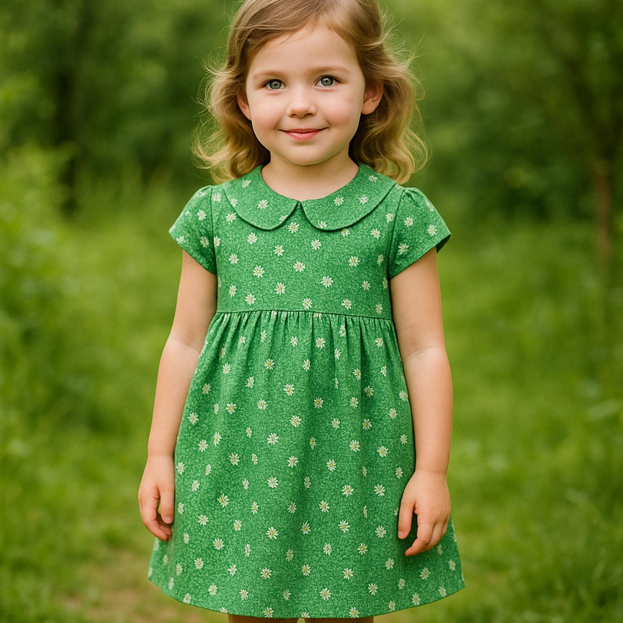 Girls' Peter Pan Collar Dress Sewing Pattern (Sizes 2-16 Y) (PDF Pattern)