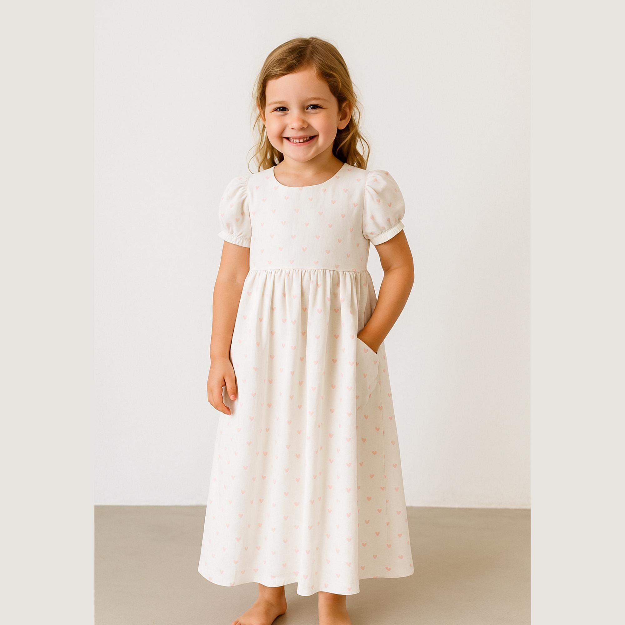 Girls Puff Sleeve Dress Sewing Pattern (PDF)