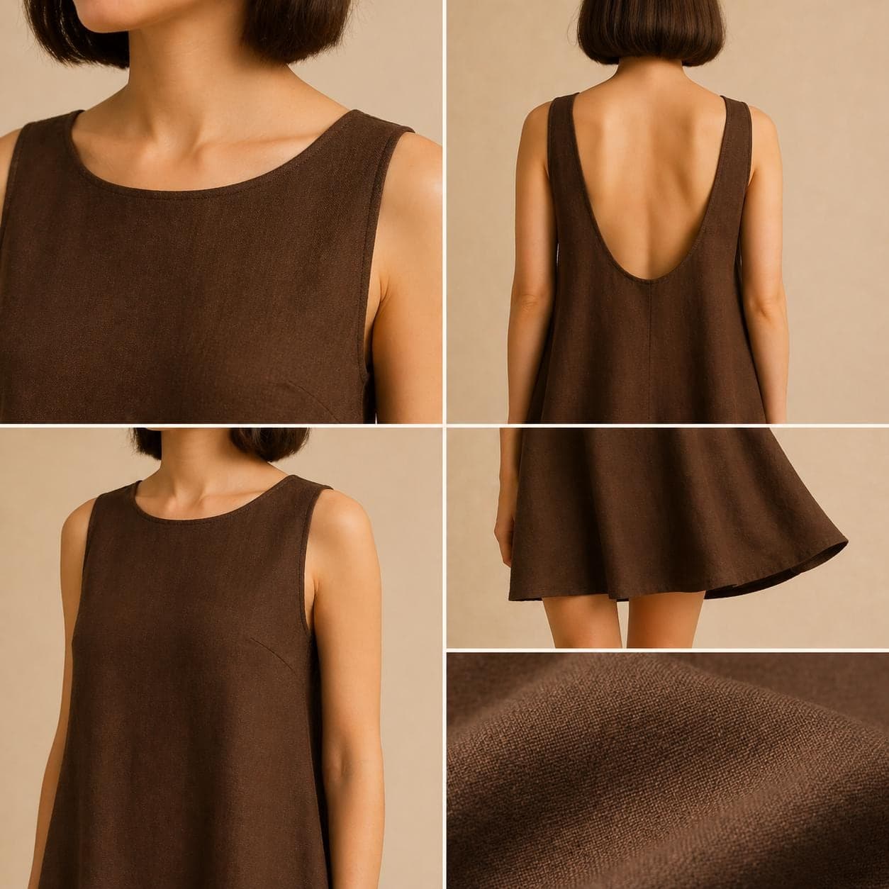Minimalist Linen Mini Dress Sewing Pattern PDF, Backless A-Line Dress Pattern, Loose Summer Dress XS-5XL - image 3