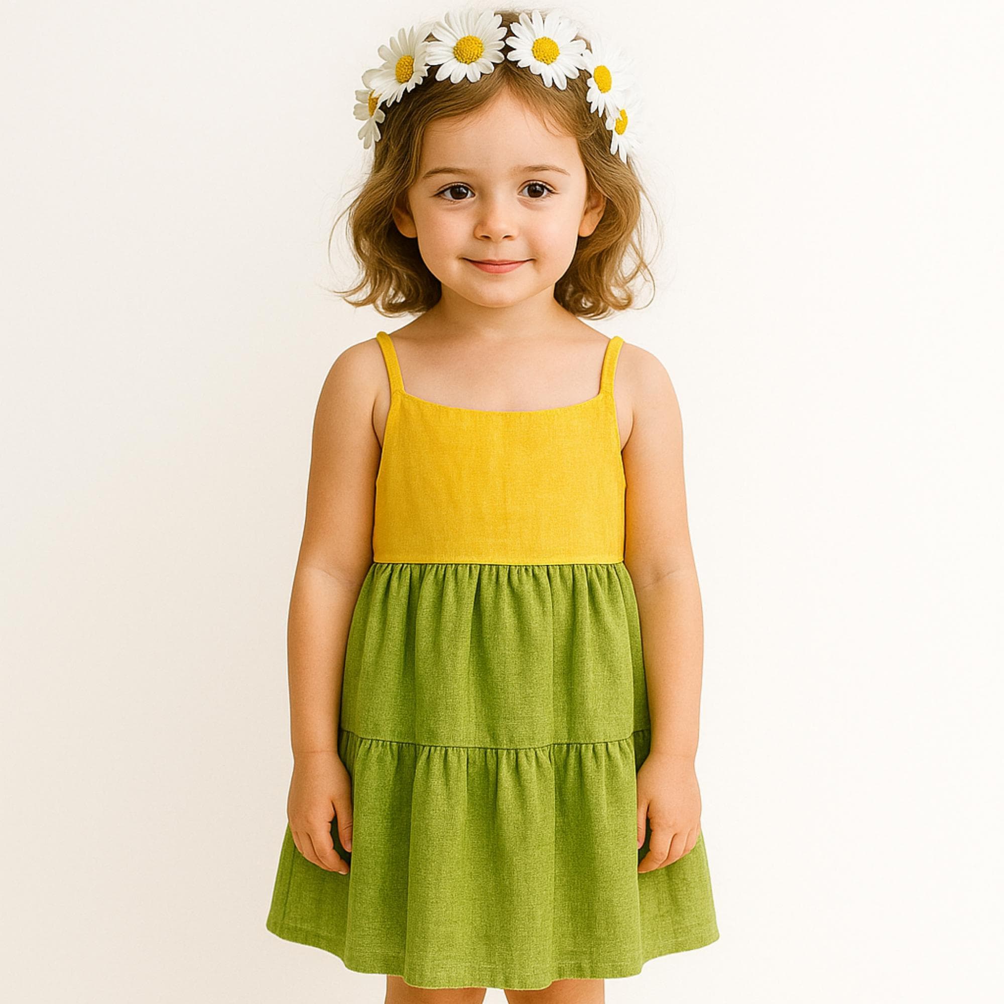 Girls Tiered Dress Sewing Pattern, Straps & Ties (PDF Pattern)