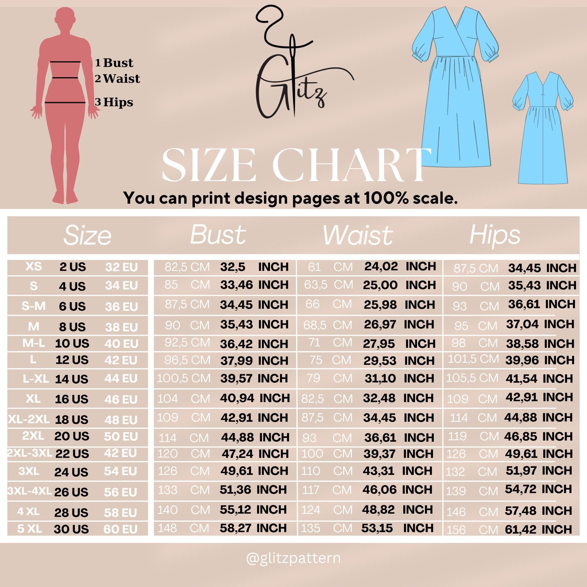 Wrap Midi Dress Sewing Pattern PDF, Bishop Sleeve Dress Pattern, Surplice Neck Dress, Women Dress Pattern, A4 A0 Letter, US 2โ16 - image 5