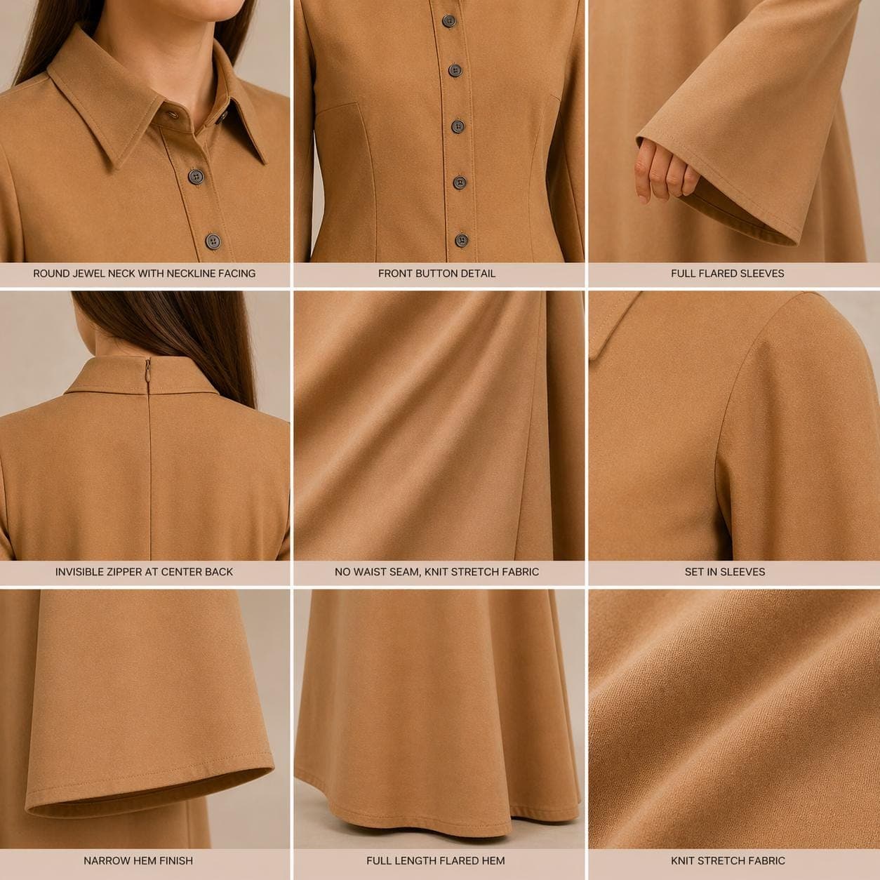 Flared Long Sleeve Button-Down Shirt Sewing Pattern (A0-A4, US 2-30) (PDF Pattern) - image 3