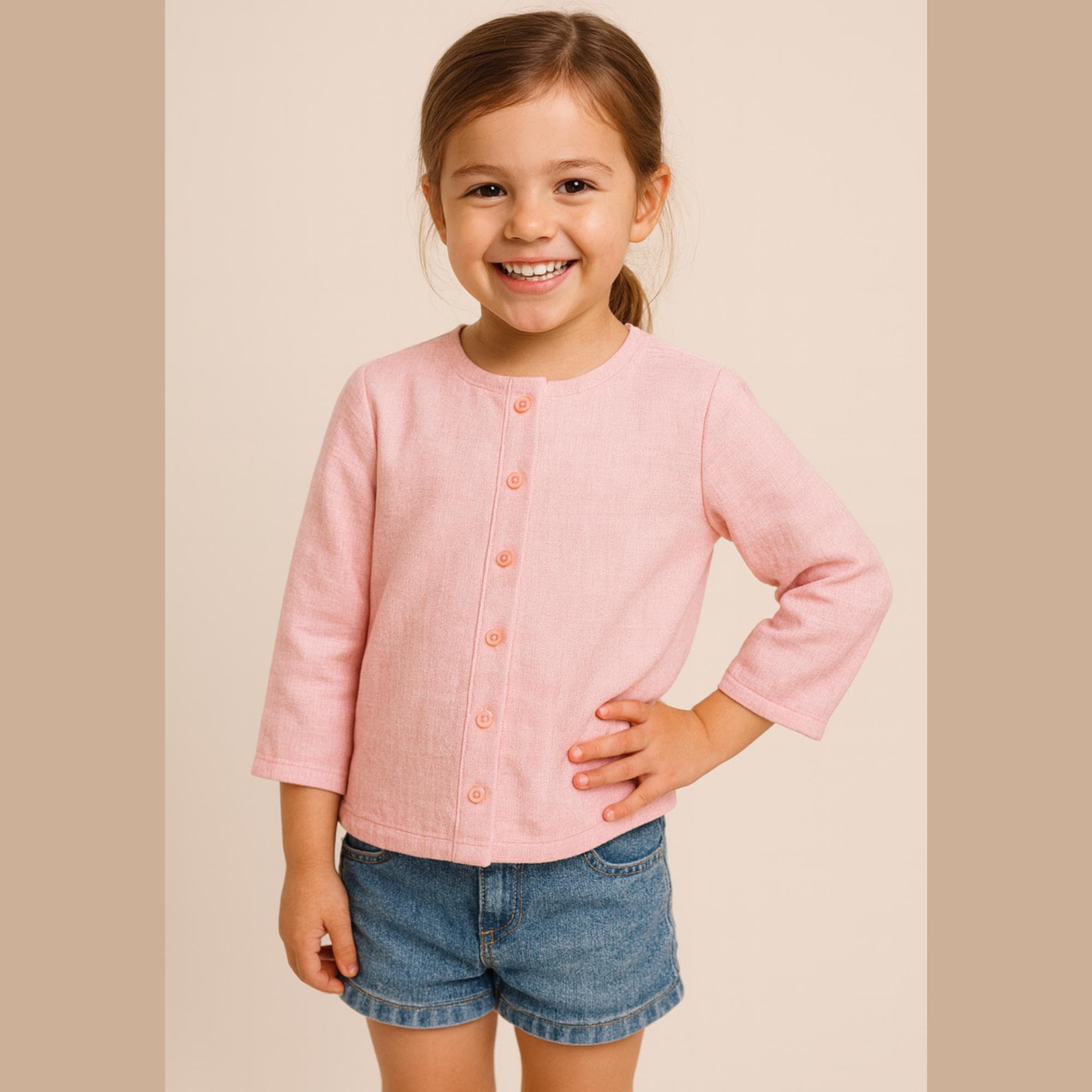 Kids Button Front Cardigan Pattern | Toddler Girls Long Sleeve Top Sewing Pattern | Beginner Friendly PDF Digital Download