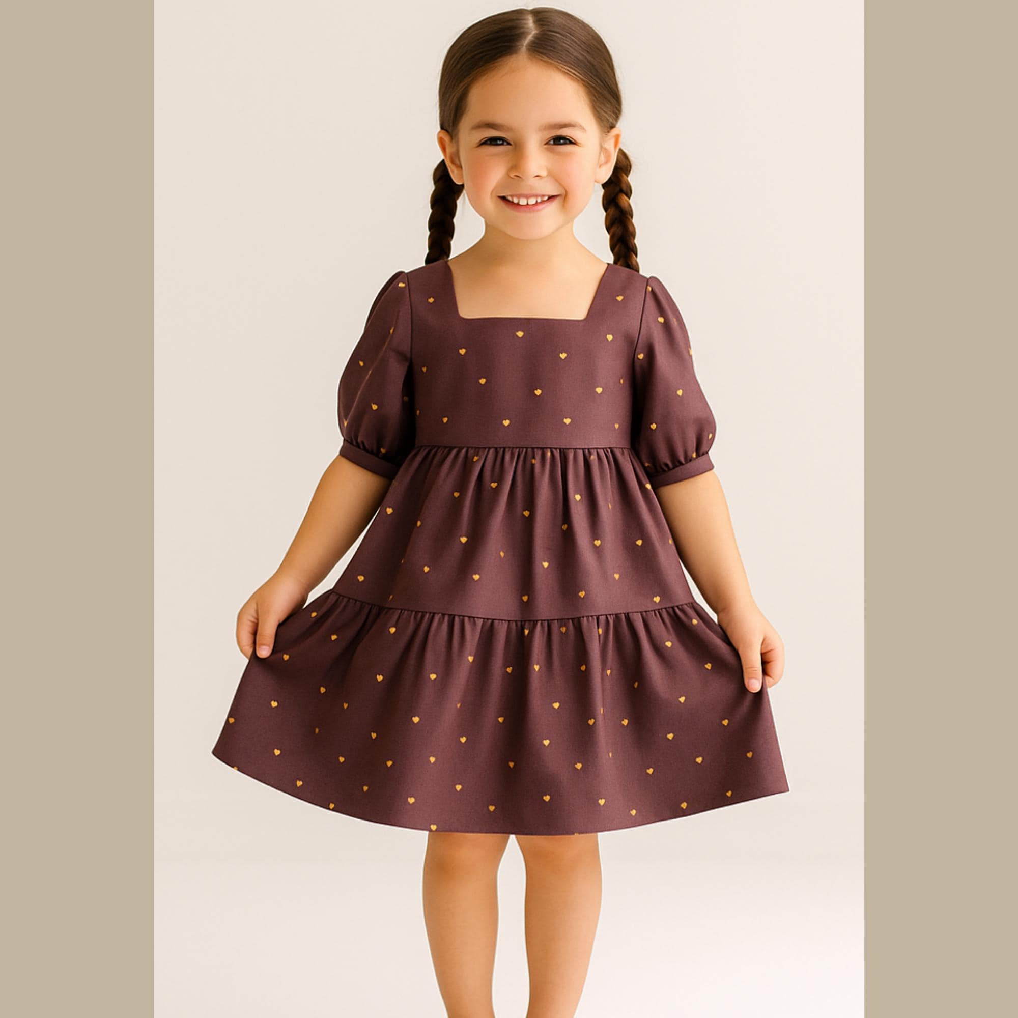 Girls Tiered Dress Sewing Pattern, Puff Sleeve Prom Dress (US 2-30)