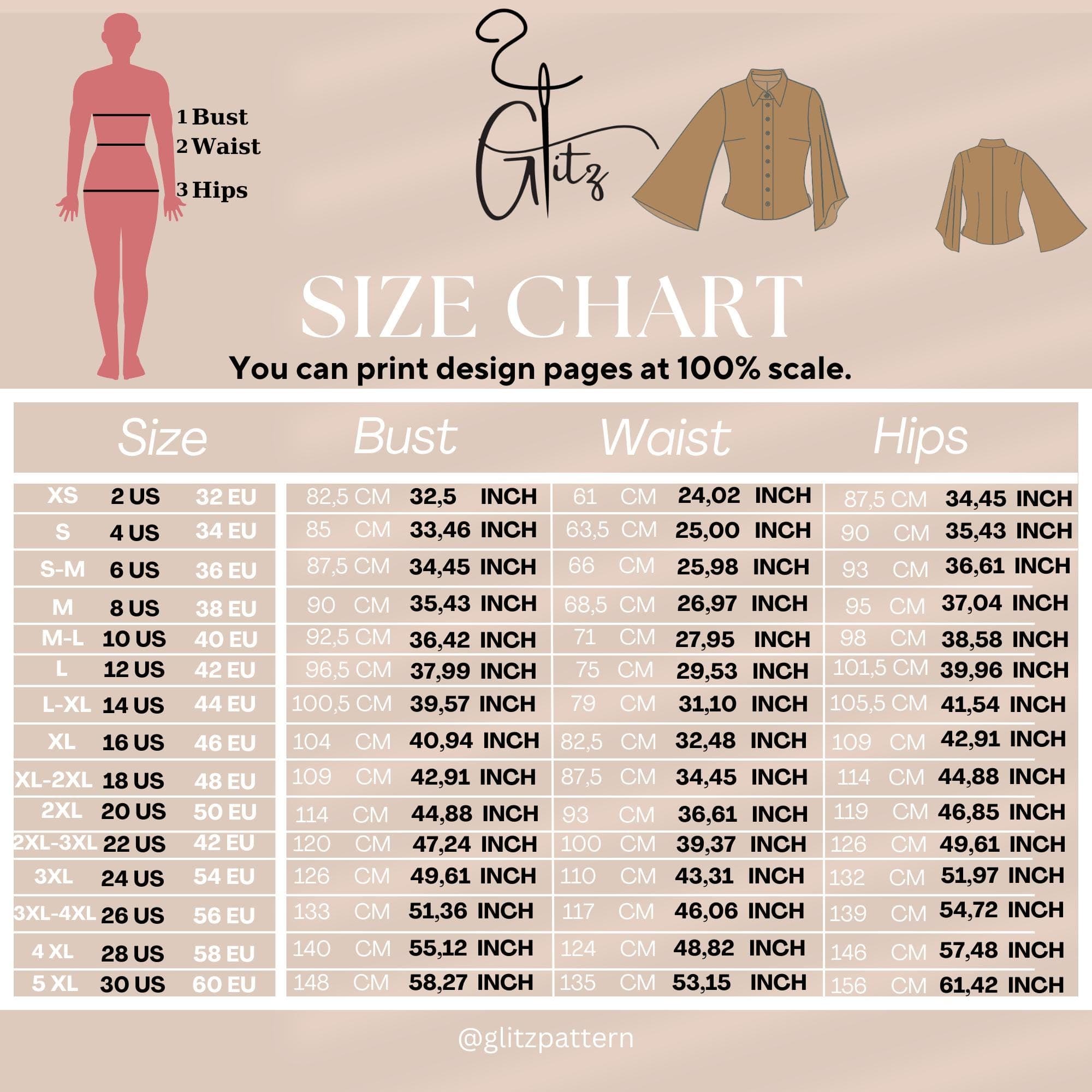 Flared Long Sleeve Button-Down Shirt Sewing Pattern (A0-A4, US 2-30) (PDF Pattern) - image 5