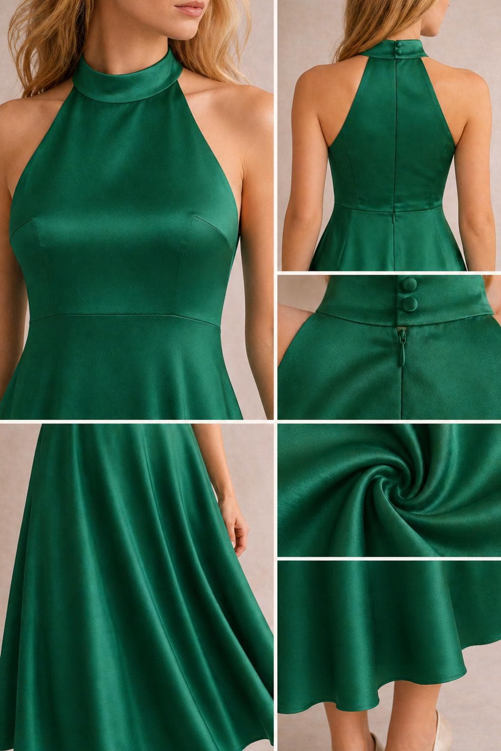 Halter Neck Dress Sewing Pattern PDF, Elegant Tea Length Dress Pattern, Satin Flare Dress, Wedding Guest Dress Pattern, Circle Skirt XS-5XL - image 3